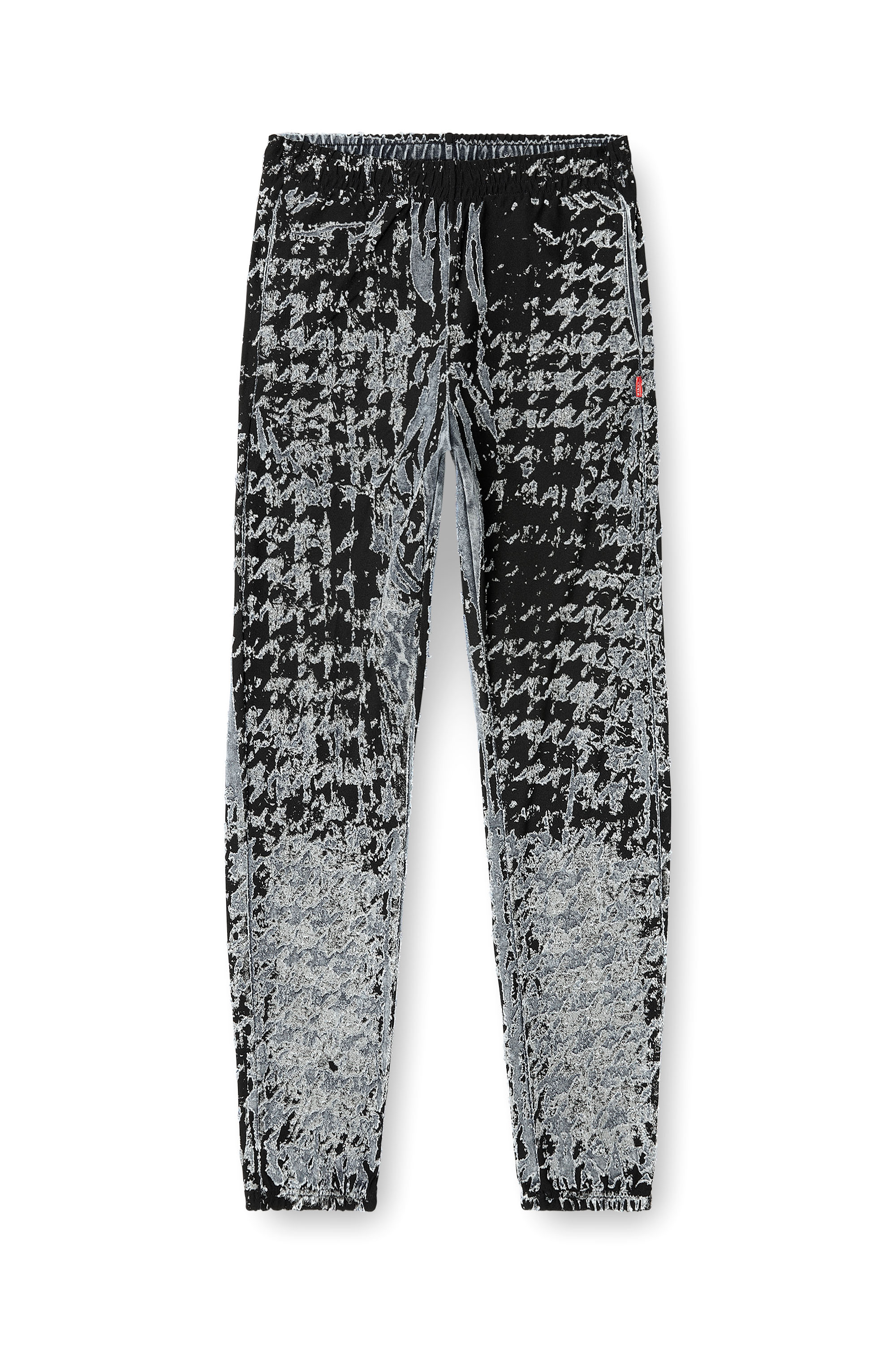 Diesel - P-LABIS, Man's Elasticated pants in devoré houndstooth in Black/White - 3