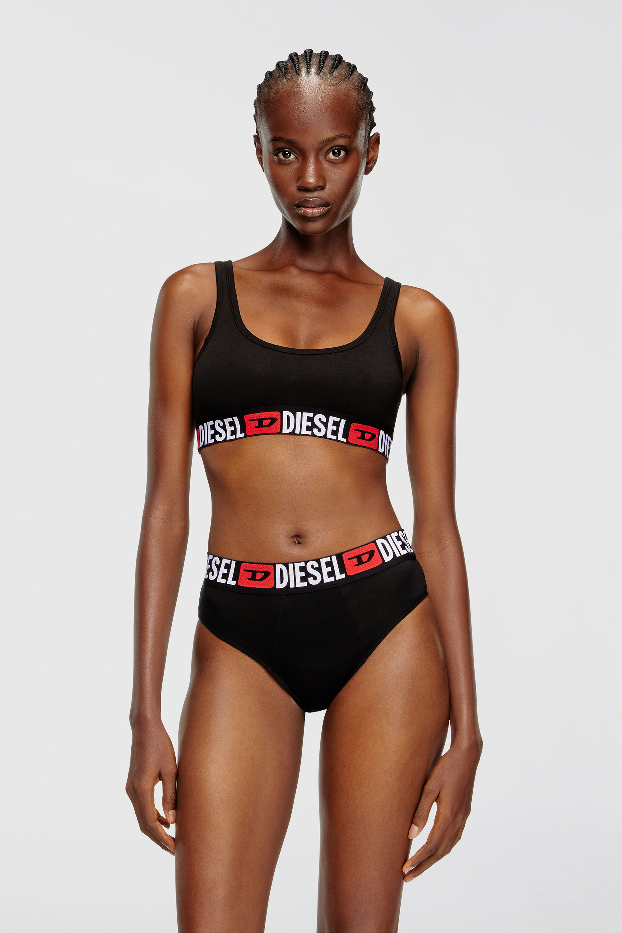 Diesel - UFSB-ORIBA, Woman's Cotton bralette with logo in Black - 1