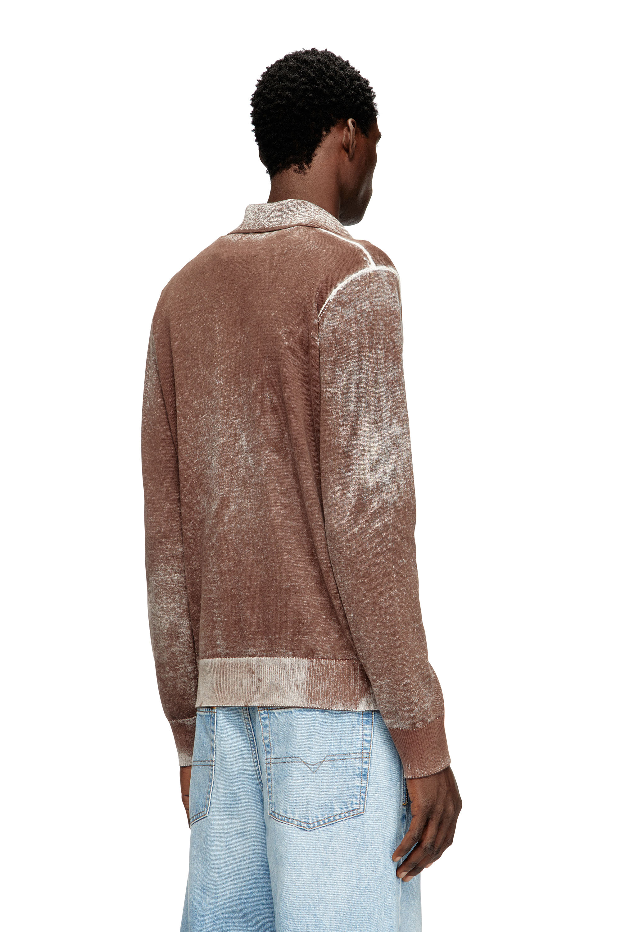 Diesel - K-LAWRENCE, Man's Polo jumper with faded reverse print in Brown/Grey - 4