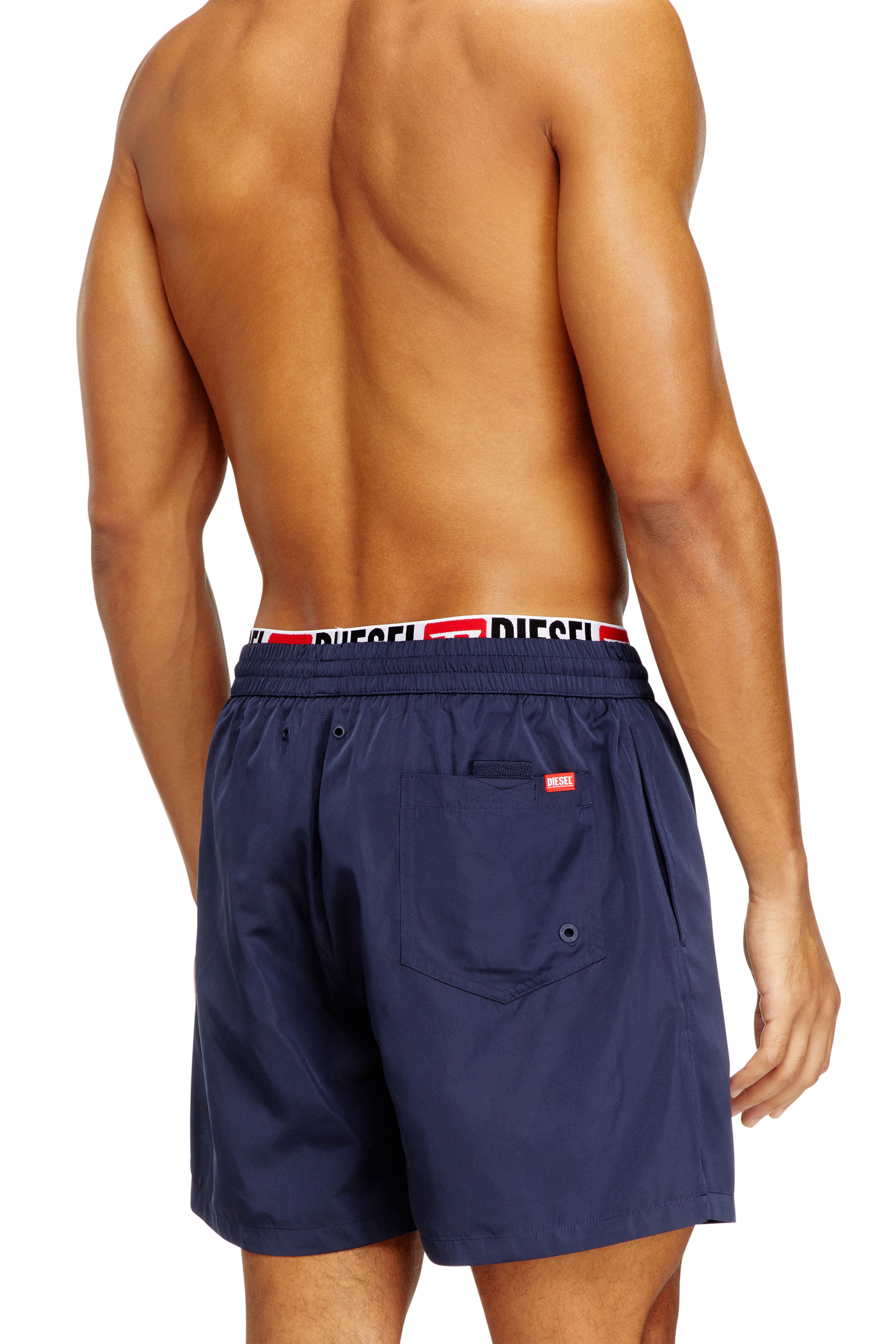Diesel - VISPER-41-D-CORE, Man's Mid-length swim shorts with logo print in Dark Blue - 4