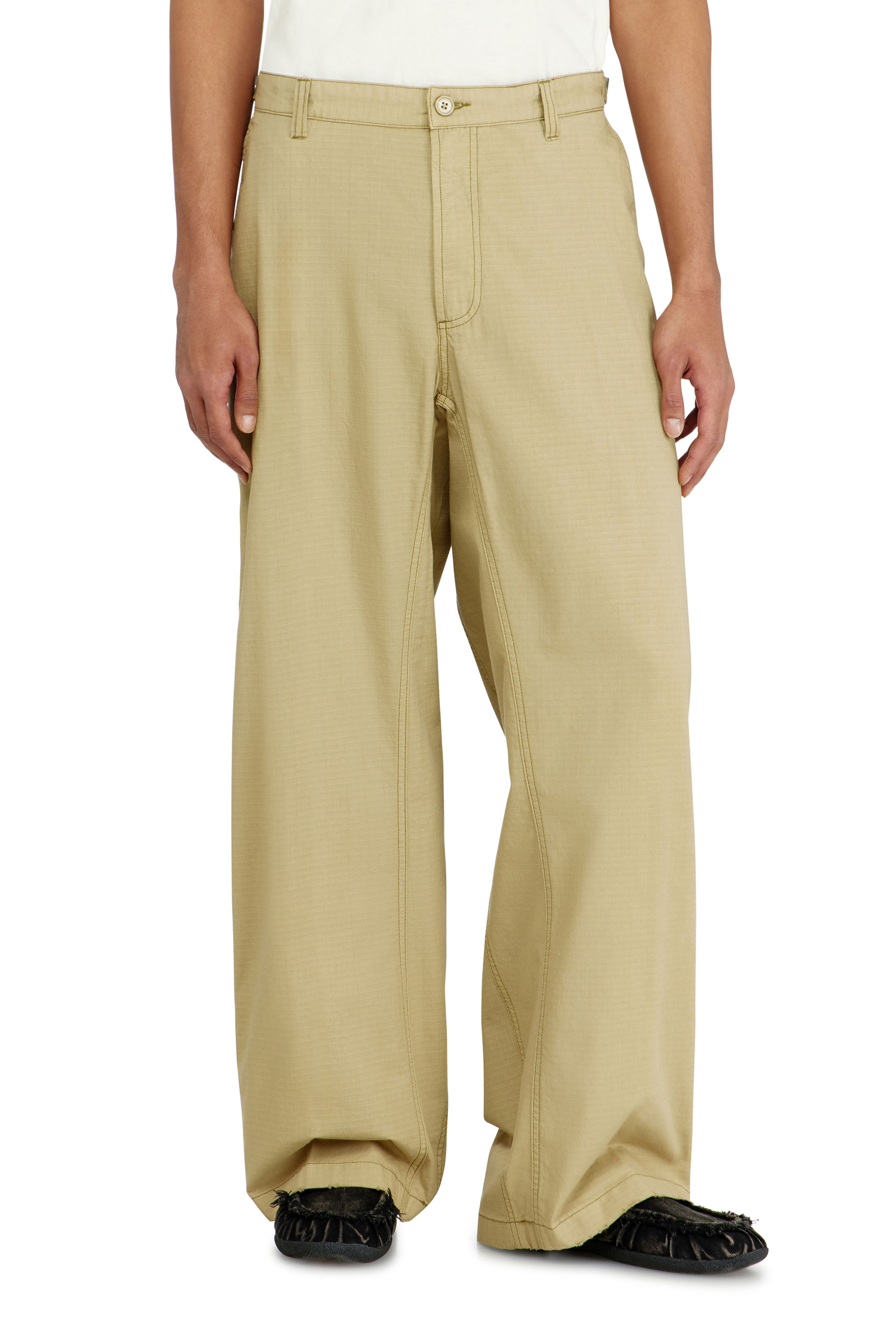 Diesel - P-BALL, Man's Cotton ripstop pants with side buckles in Beige - 2