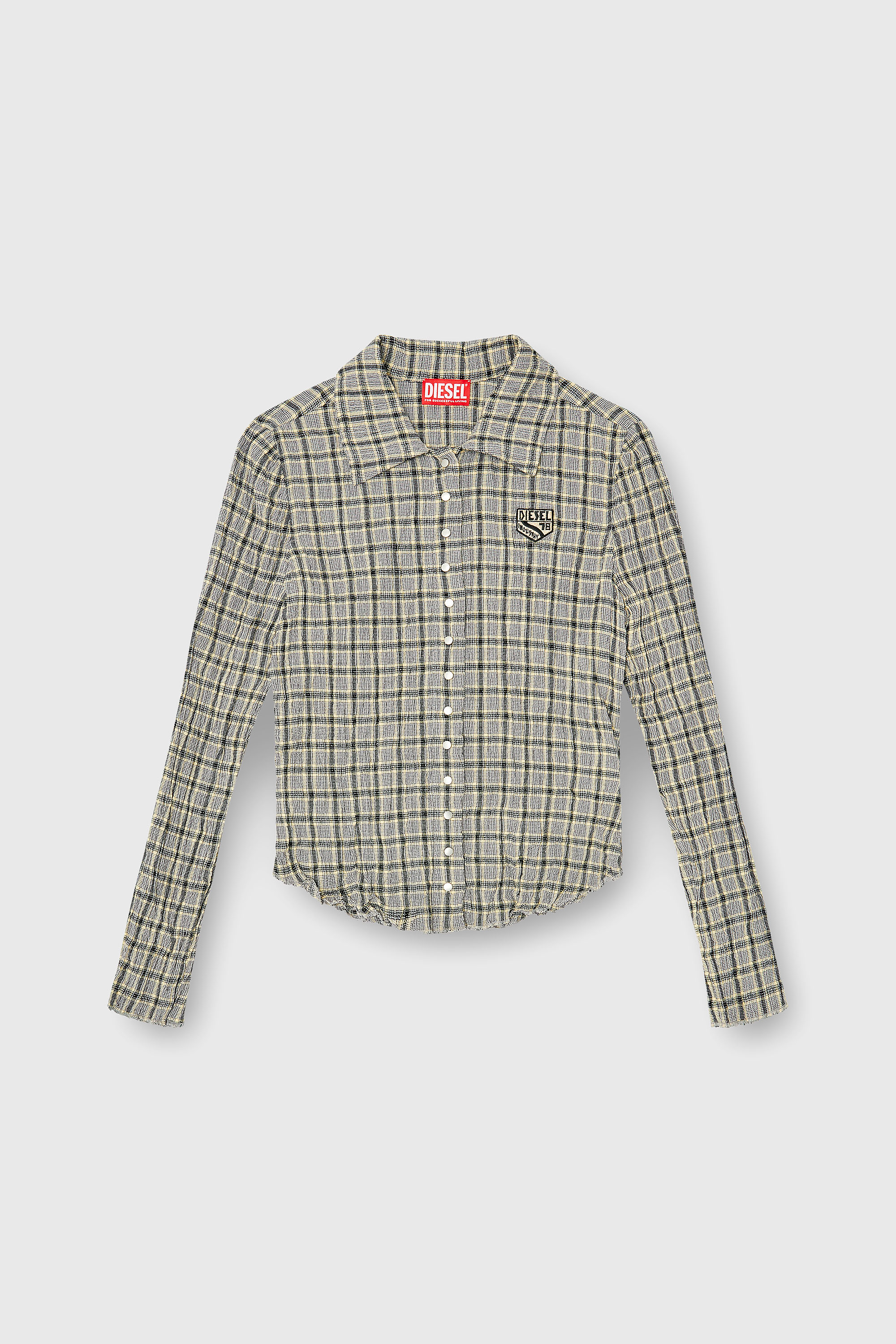 Diesel - C-ARRILON, Woman's Check shirt with seersucker effect in Grey - 2