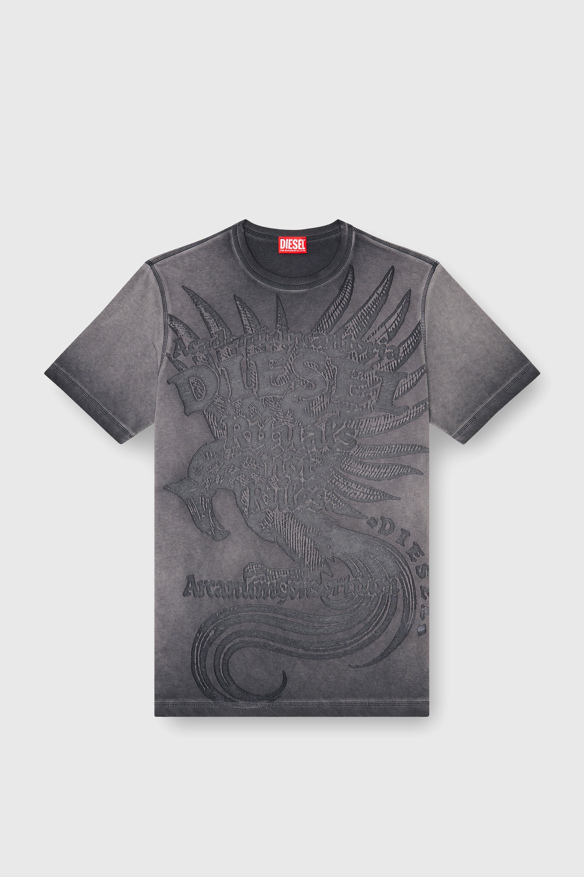 Diesel - T-RAWJUST-AA1, Man's Jersey T-shirt with embossed graphic in Dark grey - 2