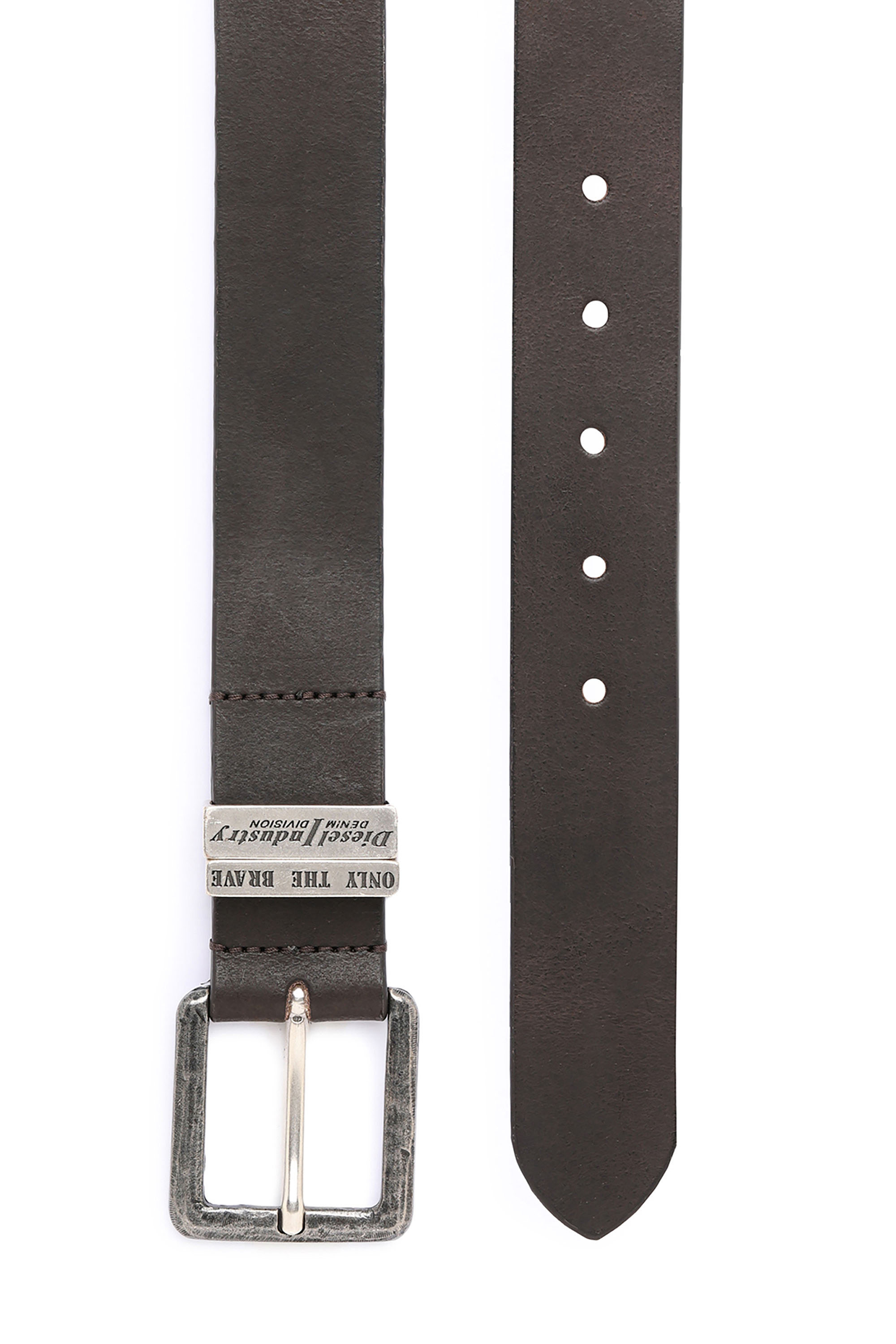 Diesel - B-GUARANTEE-A, Man's 3.4cm leather belt with burnished hardware in Brown - 2