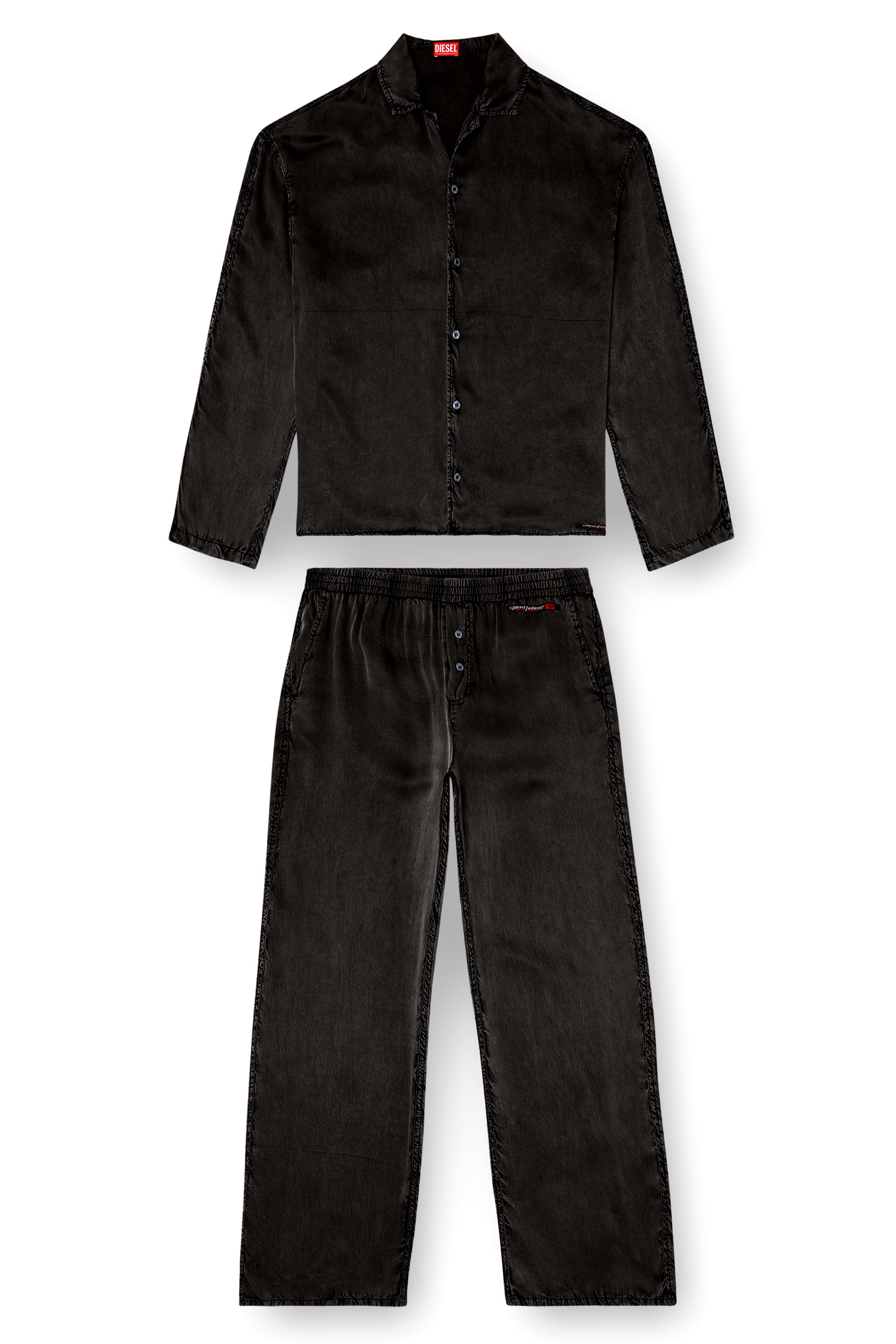 Diesel - SET-KEITH-DNM, Unisex's Fluid pyjamas with denim effect in Black - 2