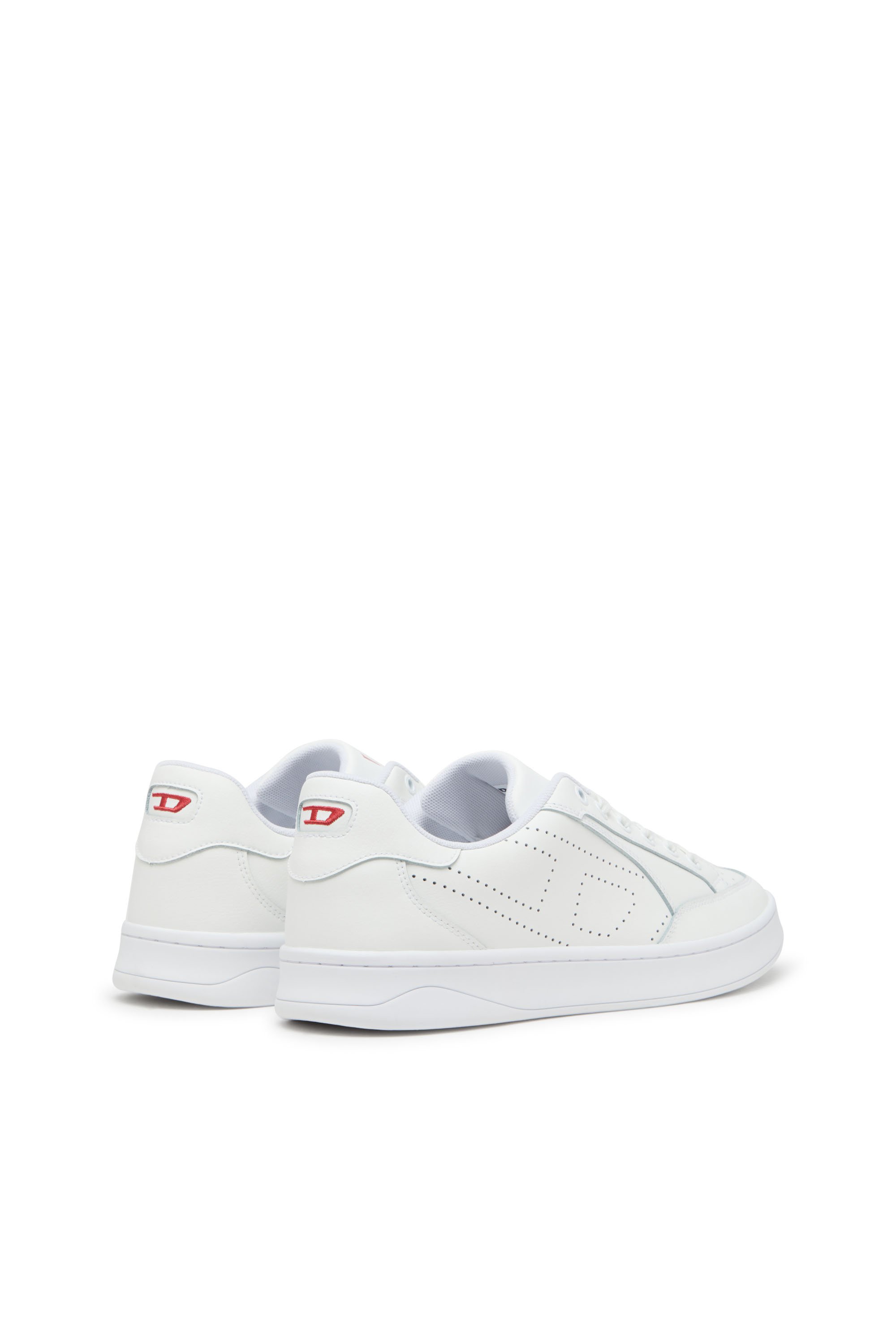 Diesel - S-DAKOTA LOW, Man's Leather sneakers with perforated logo in White - 3