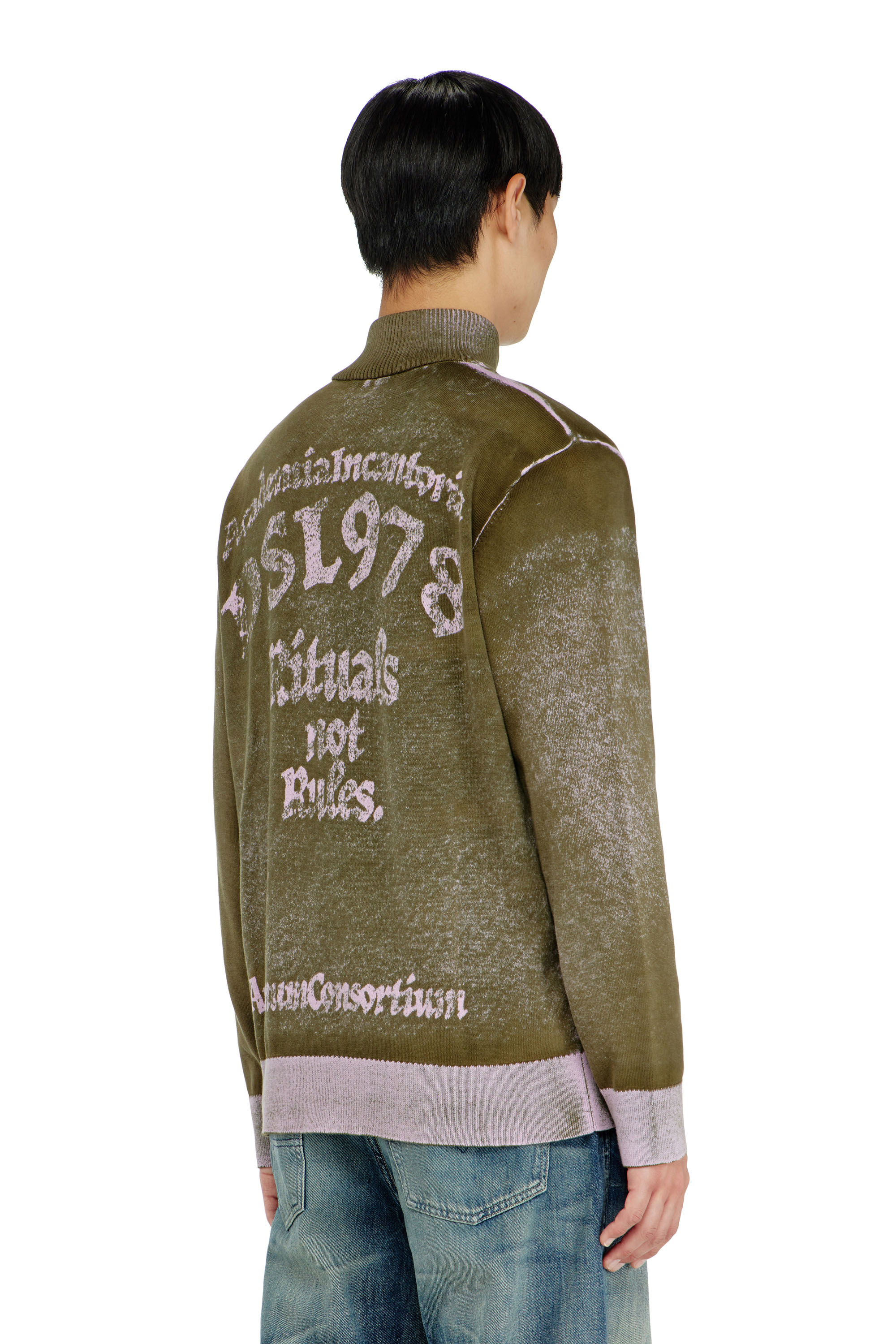 Diesel - K-LAUTARE, Man's Treated half-zip jumper with griffin motif in null - 4