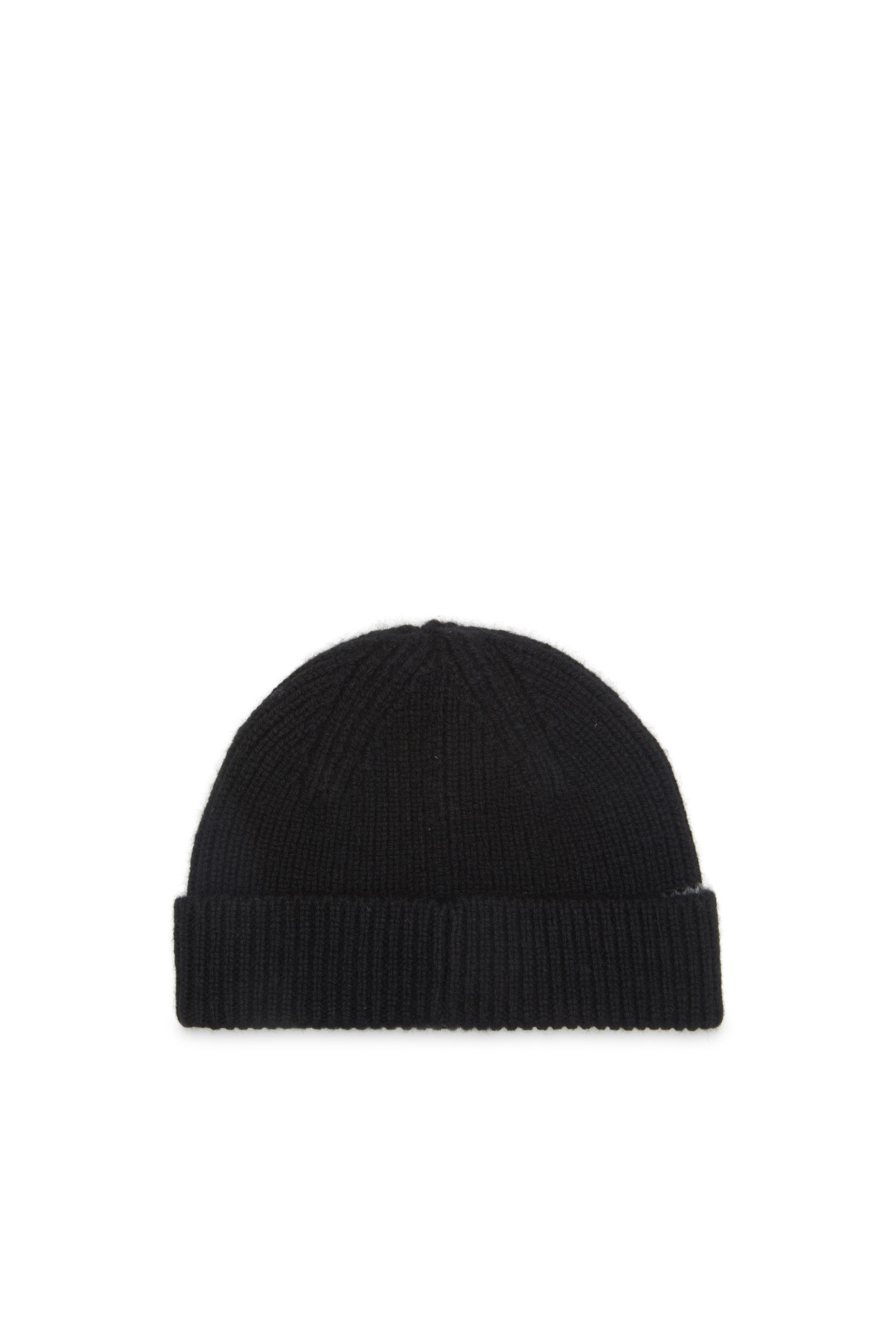 Women #39 s Ribbed beanie with Oval D cut out Black Diesel