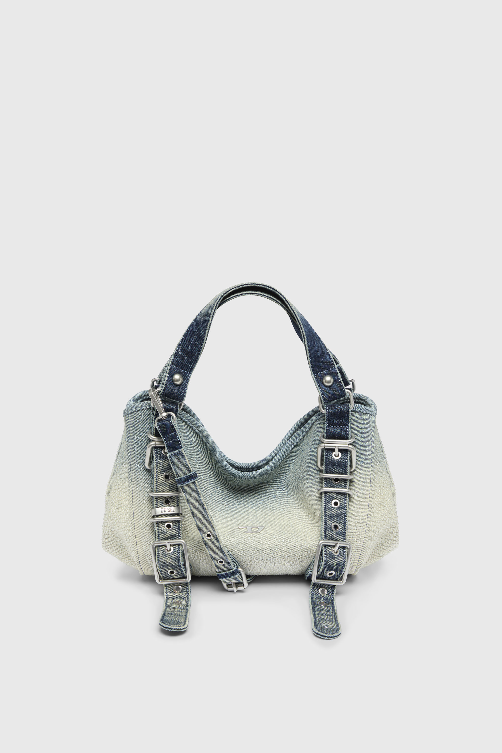 Diesel - D-ONE TOPHANDLE S, Woman's D-One-Small top-handle bag in crystal solarised denim in Blue - 3