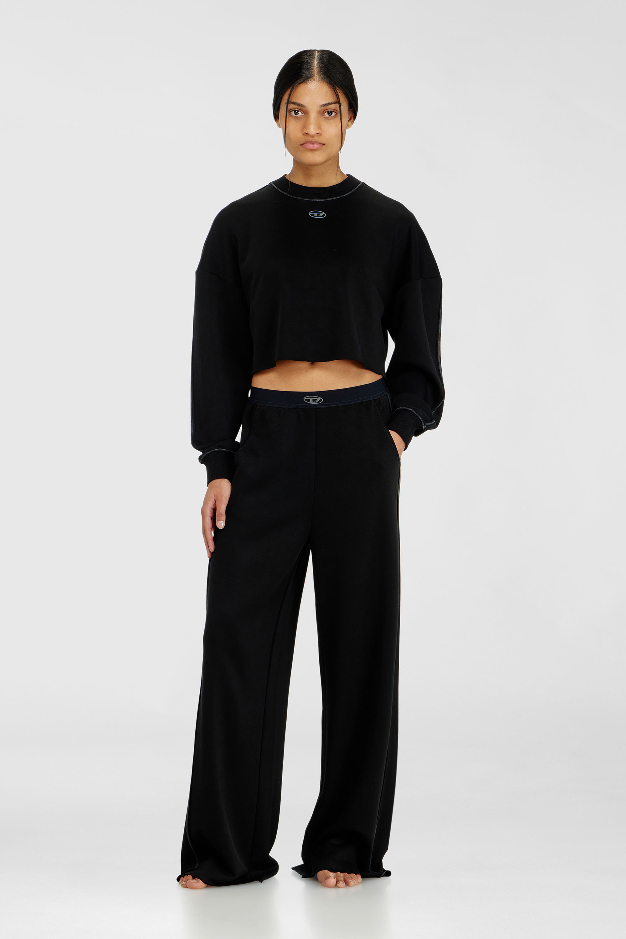 Diesel - BLAKE-UTLT, Woman's Crop top in light stretch scuba in Black - 1