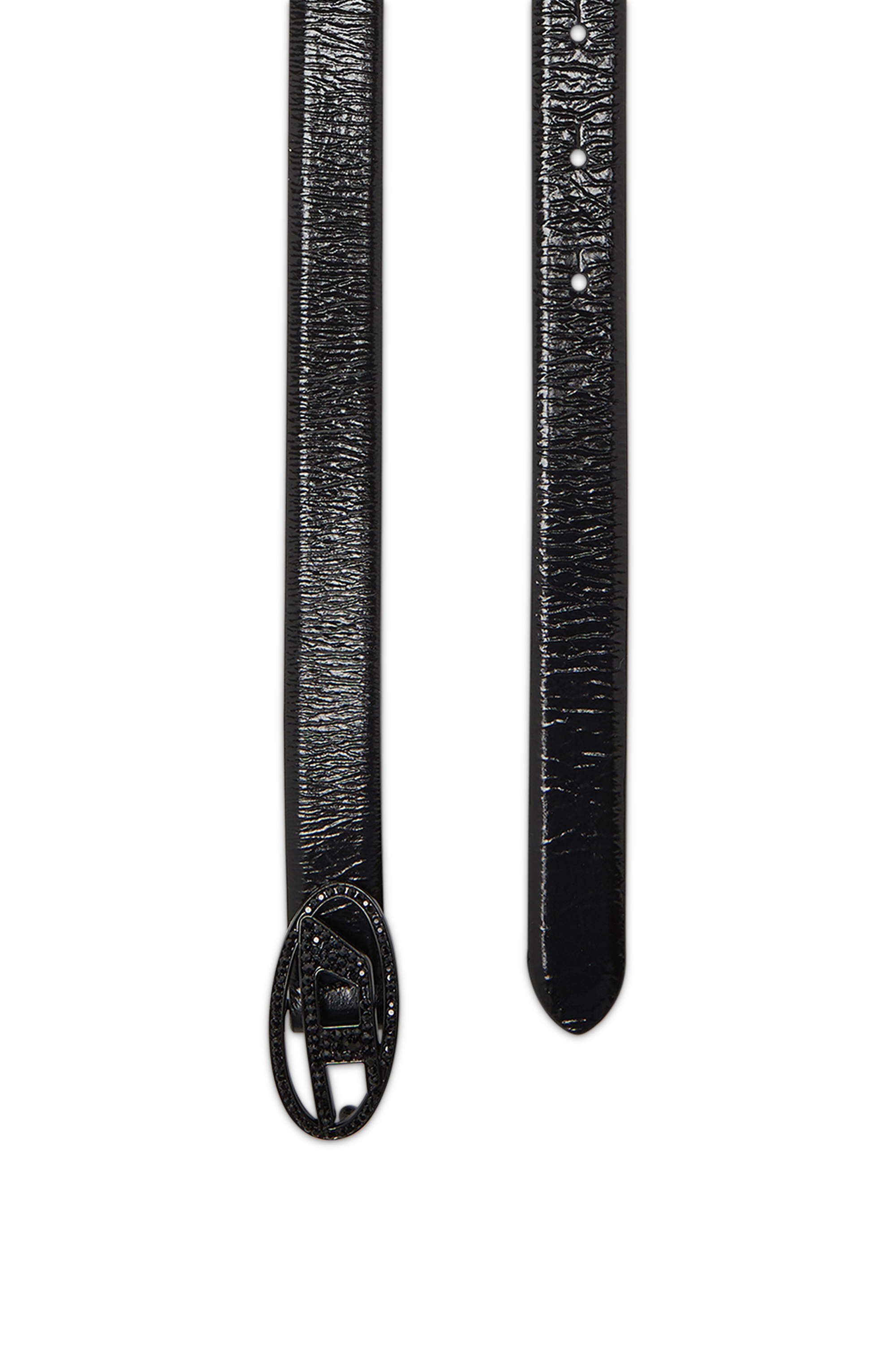Diesel - B-1DR STRASS 20, Woman's 2 cm leather belt with crystal buckle in Black - 2