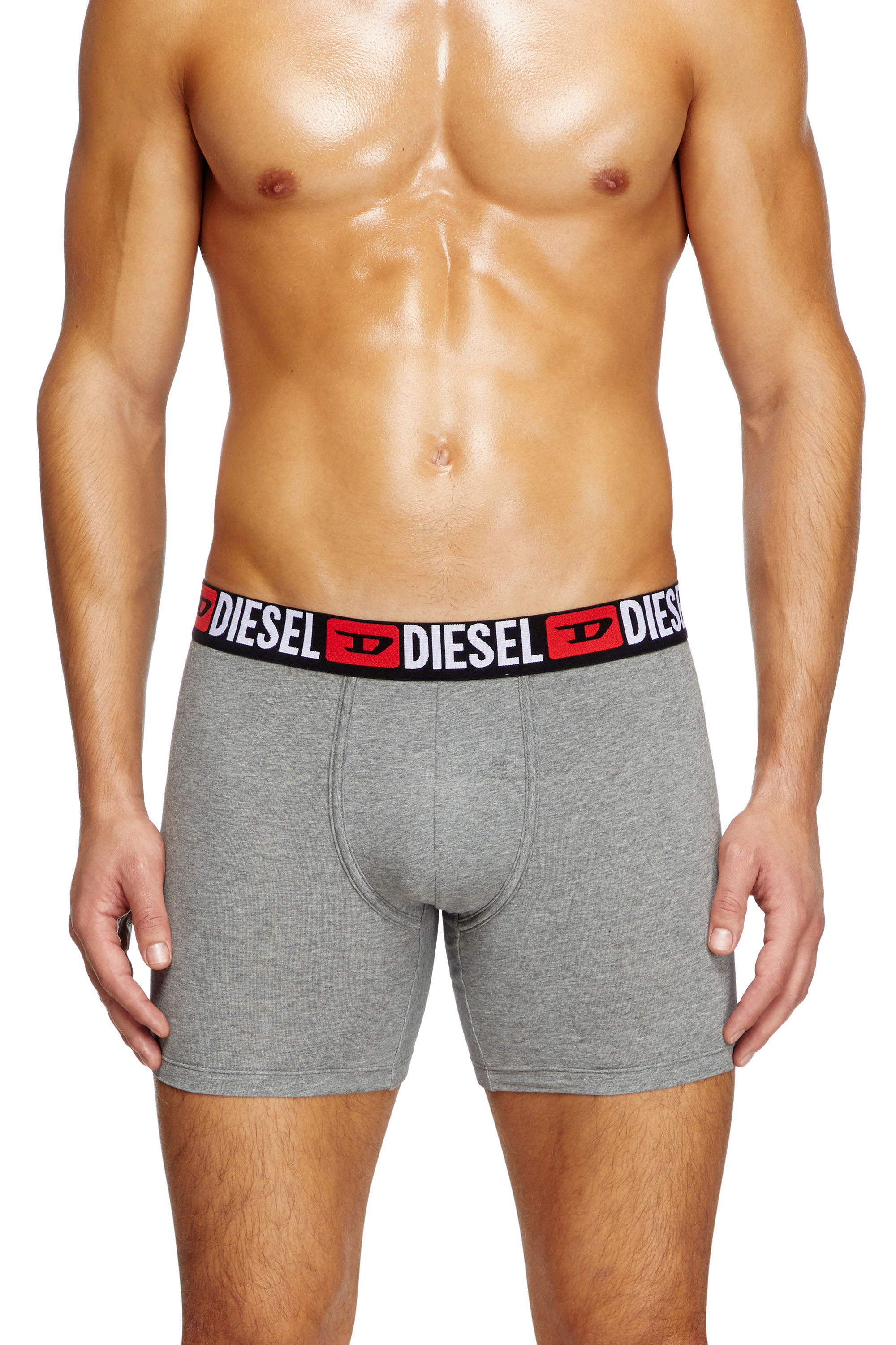 Diesel - MAX-D-CORE-3PACK, Man's Three-pack stretch cotton boxer briefs in Grey/Red - 3