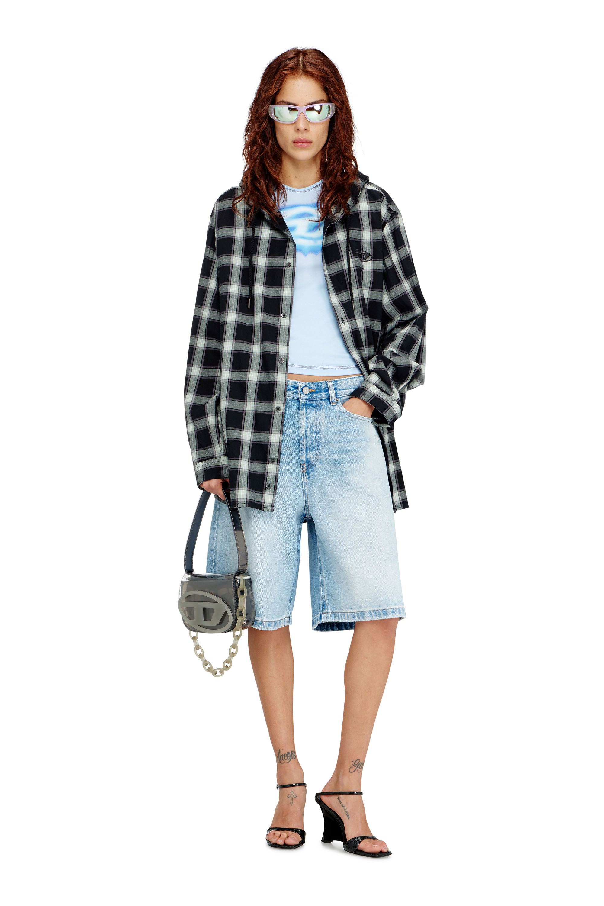 Diesel - DE-SIRE-SHORT, Woman's Shorts in destroyed denim in null - 1