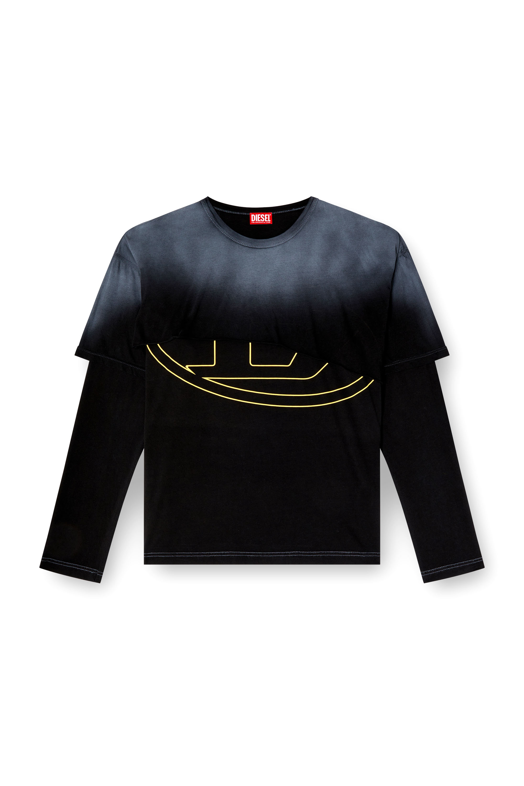 Diesel - T-BESH-CUT, Man's Destroyed layered long-sleeve T-shirt in Black - 4