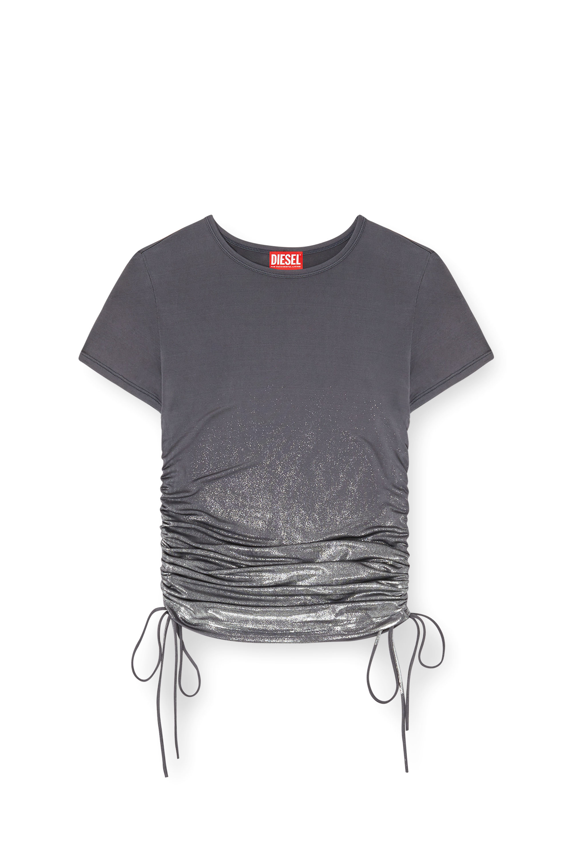 Diesel - T-REY, Woman's Jersey top with drawstring sides in Grey - 2