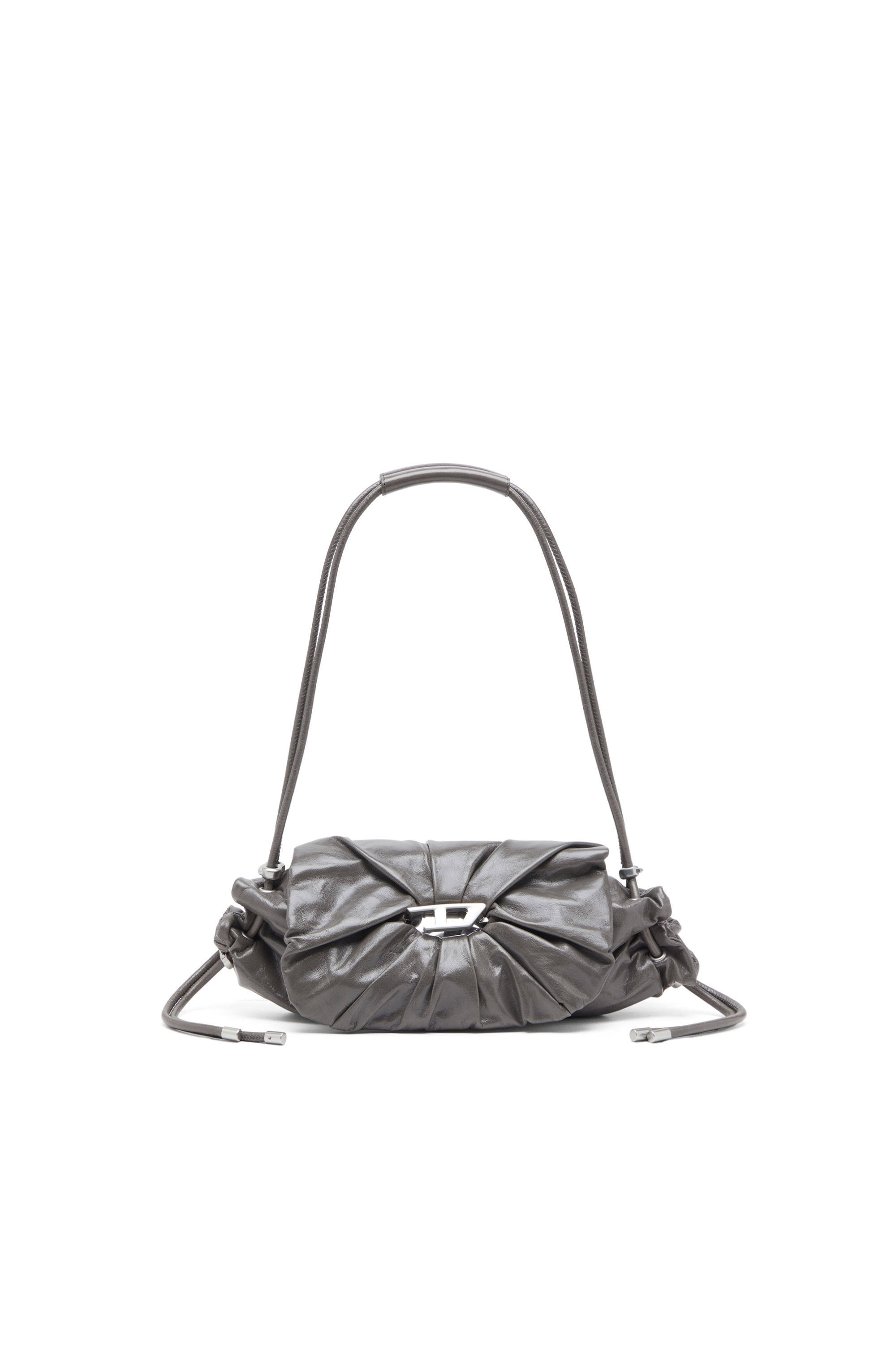 Diesel - SCRUNCH-D SHOULDER S, Woman's Scrunch-D S-Shoulder bag in scrunched leather in Grey - 1