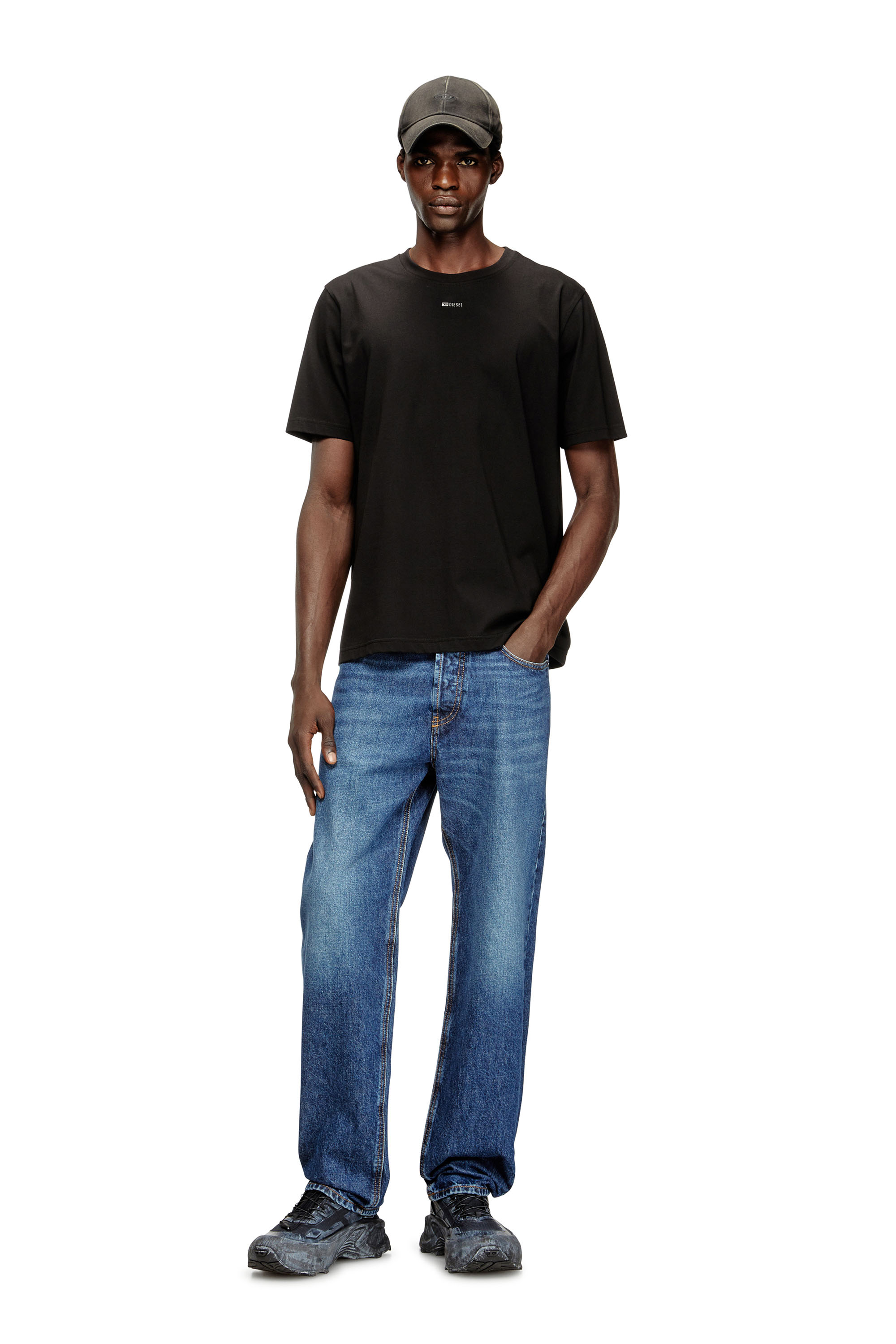 Diesel - T-ADJUST-V6, Man's T-shirt with micro metal logo in Black - 1