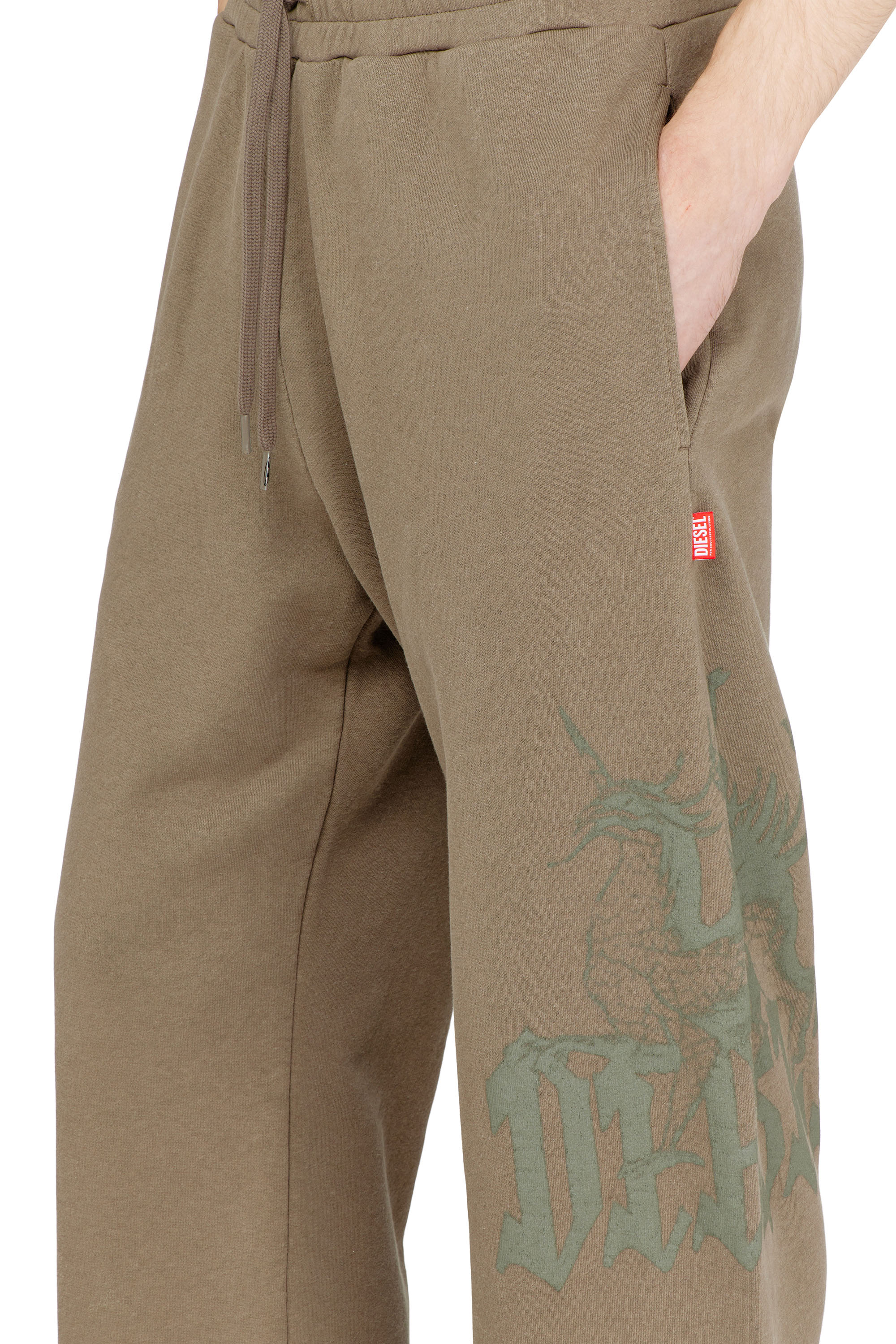 Diesel - P-GRO, Man's Treated sweatpants with logo print in Brown - 4