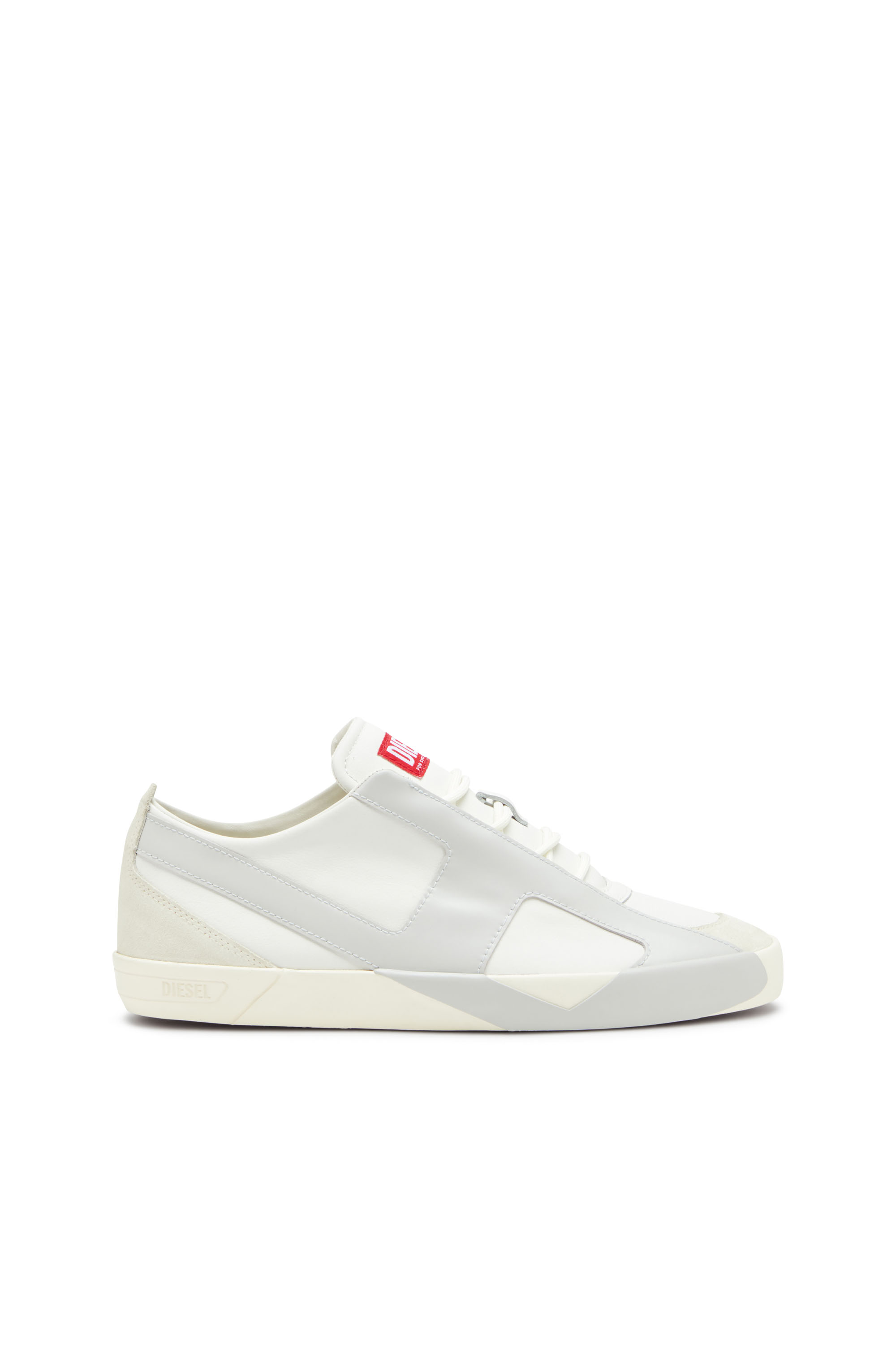 S-SLANTE-D LOW, White/Grey Diesel - S-SLANTE-D LOW, Man's S-Slante-D-Sneakers in suede and leather with D logo in White/Grey - 1