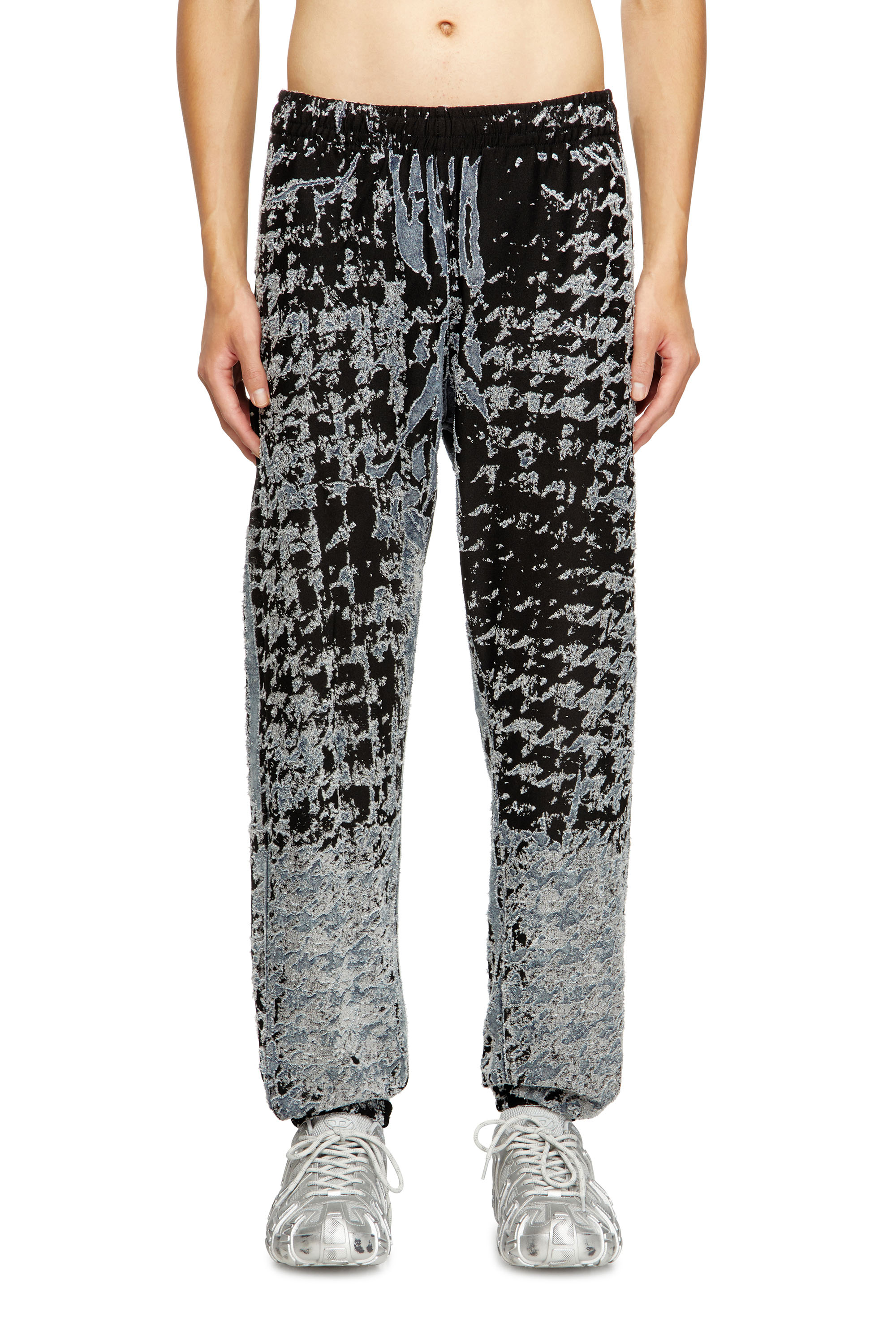 Diesel - P-LABIS, Man's Elasticated pants in devoré houndstooth in Black/White - 1