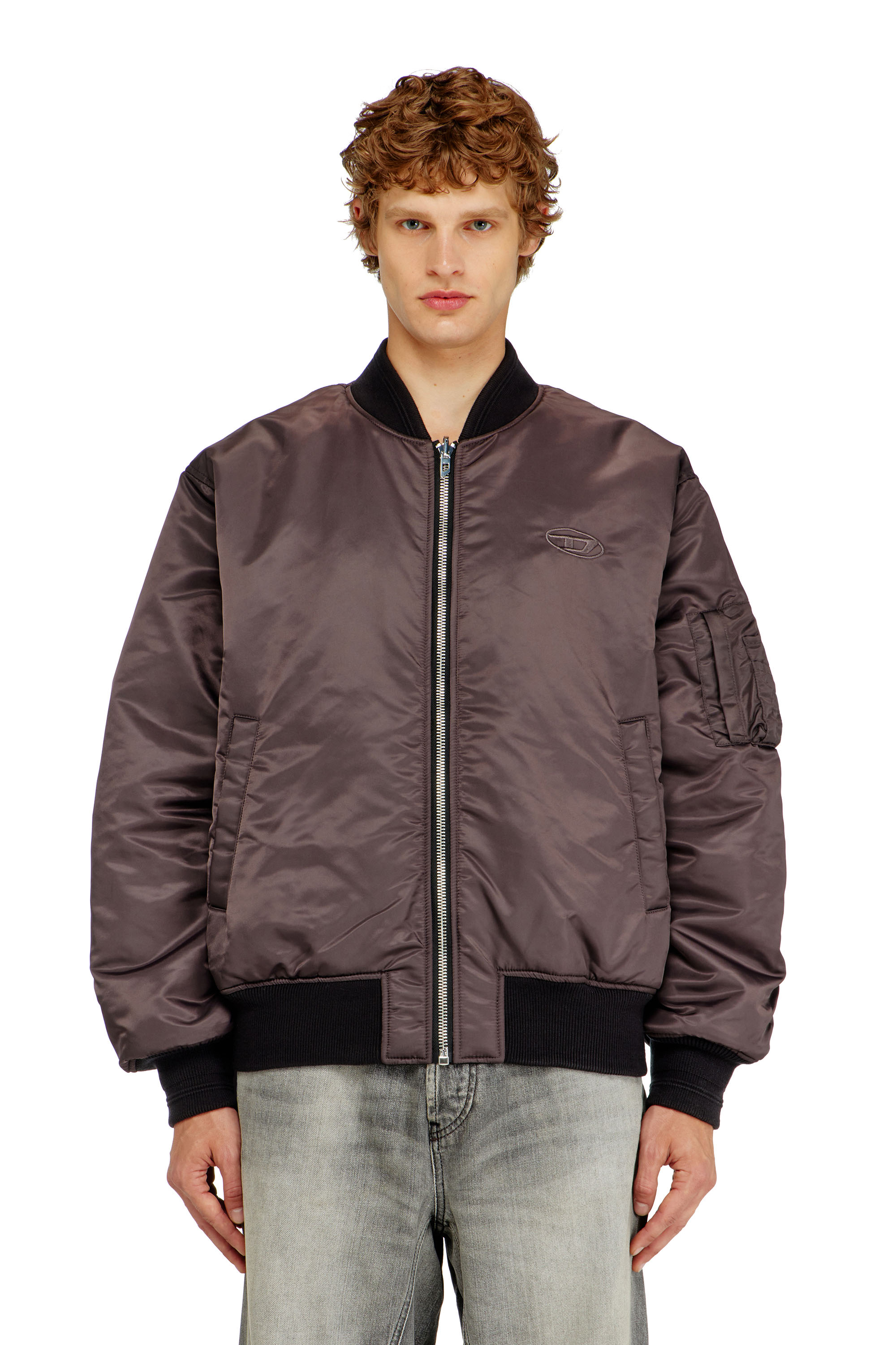 Diesel - W-TYPE-D1, Man's Padded bomber jacket with Oval D embroidery in Black - 6