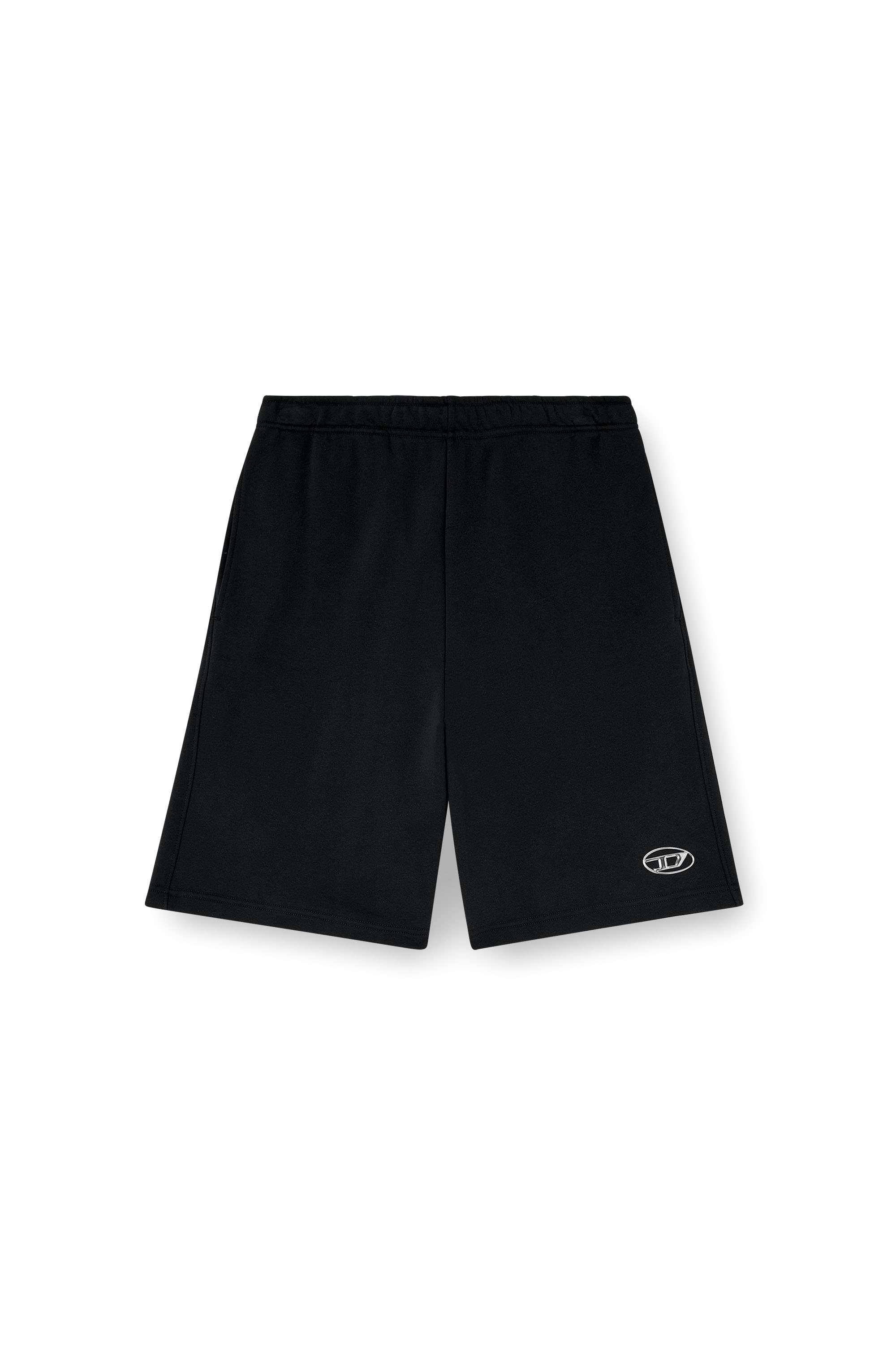 Diesel - P-MARSHY-OD, Man's Sweat shorts with silver Oval D in Black - 2