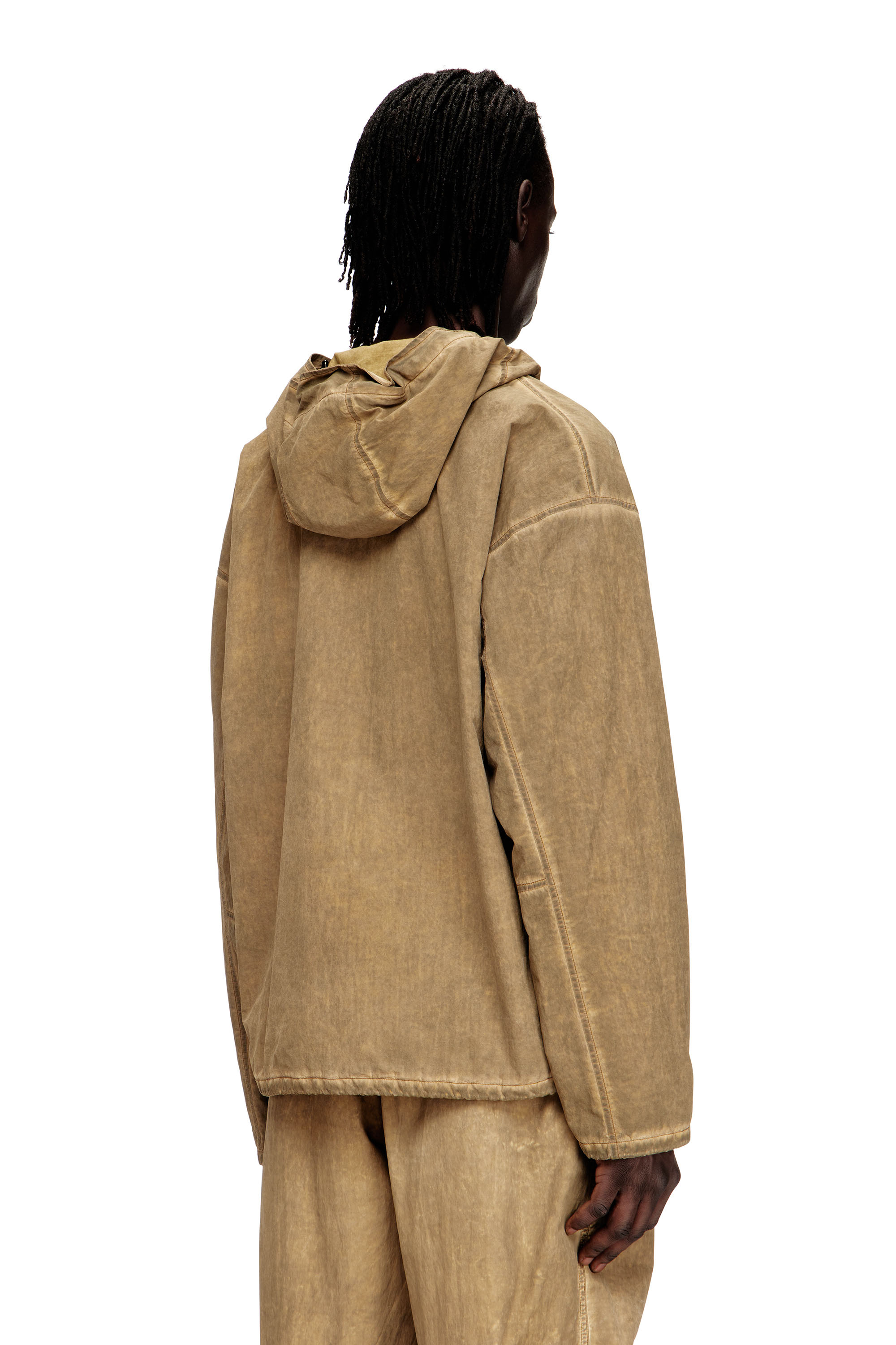 Diesel - J-SQUAD-TREAT, Man's Dirt-effect hooded jacket in Taslan in Beige - 4