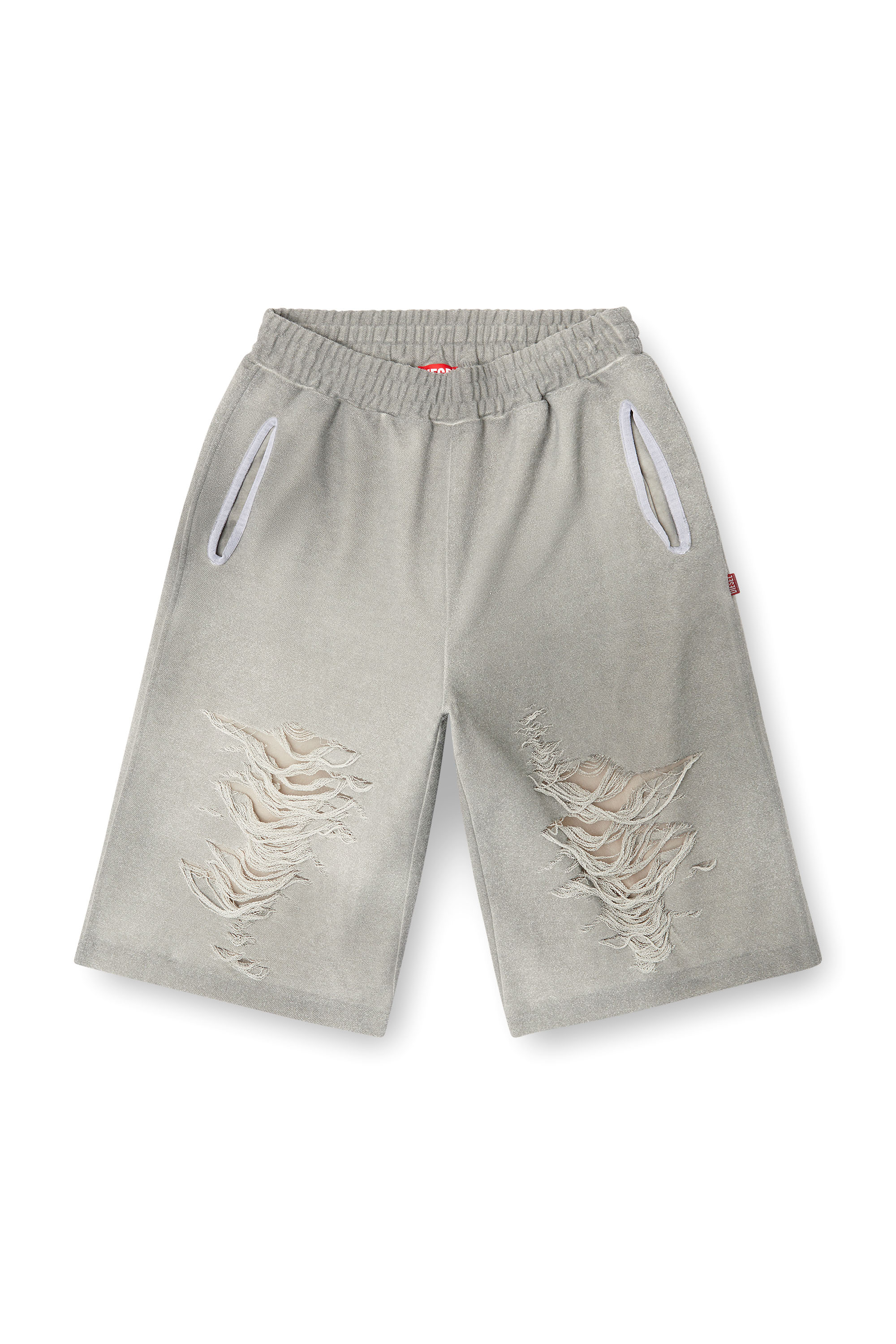 P-PERC-SHORT, Grey Diesel - P-PERC-SHORT, Man's Shorts with distressed knees in Grey - 2
