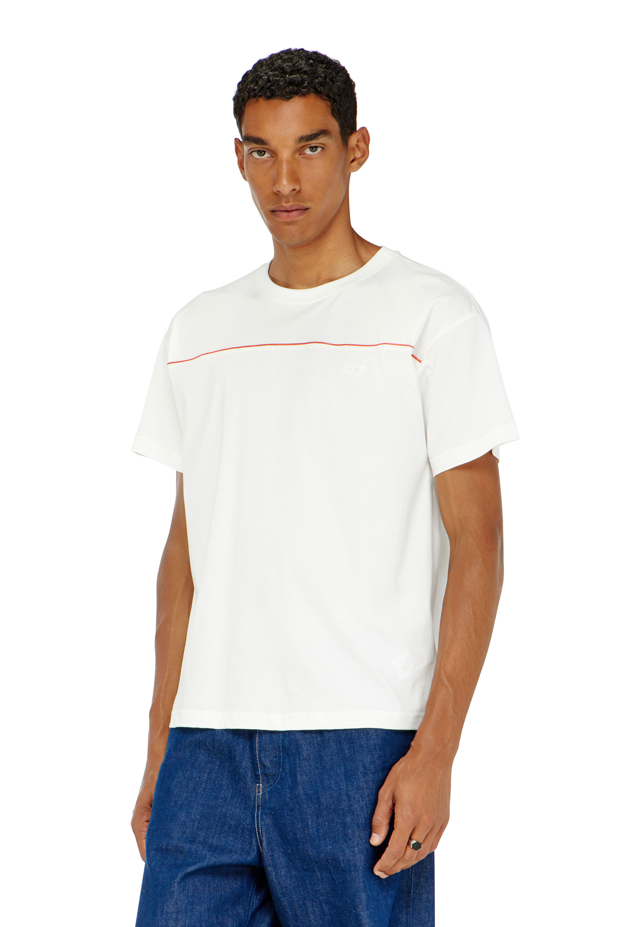 Diesel - T-NORM-PIPING, Man's T-shirt with contrast piping in White - 1