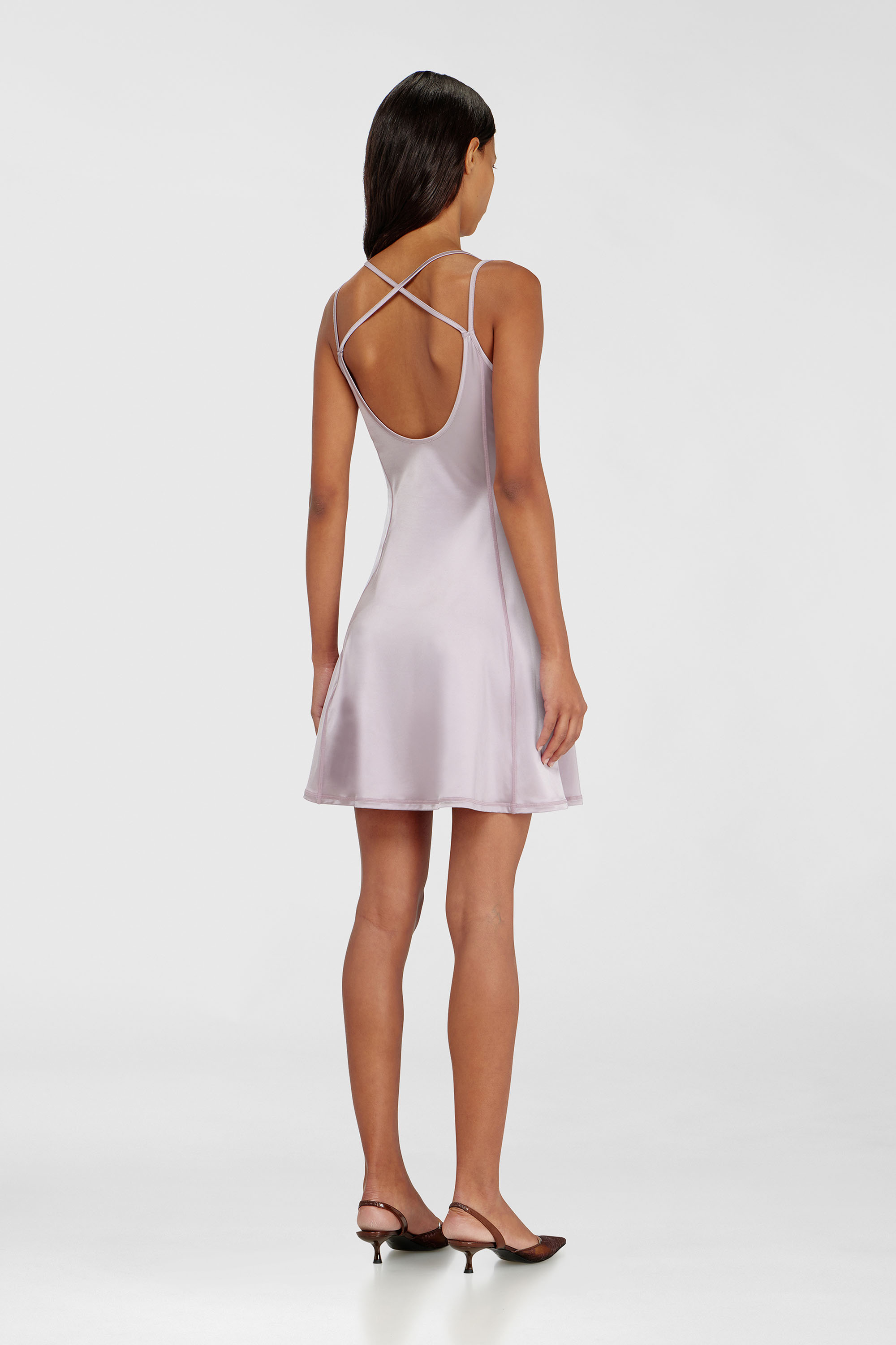 Diesel - D-IMMY, Woman's Fluid mini dress with double straps in Lilac - 4