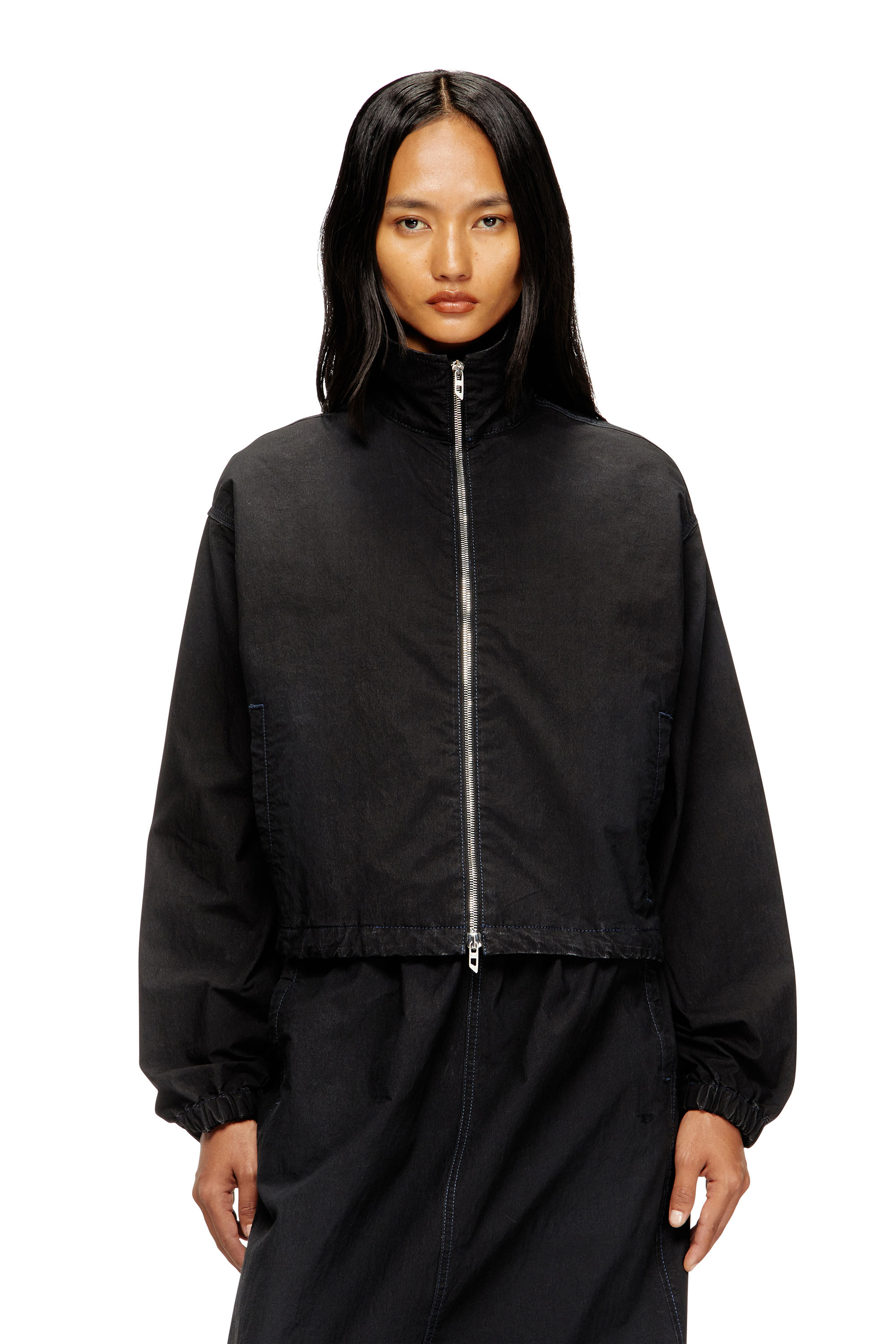 Diesel - DE-SANDERZ JOGG, Woman's High-neck technical JoggJeans jacket in Black - 3