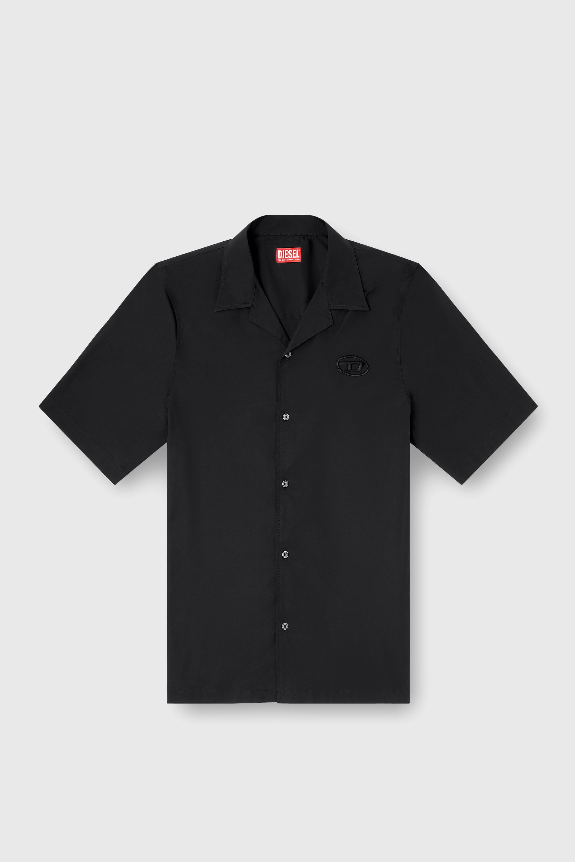 Diesel - S-MAC-GSBH, Man's Stretch poplin shirt with Oval D embroidery in Black - 2