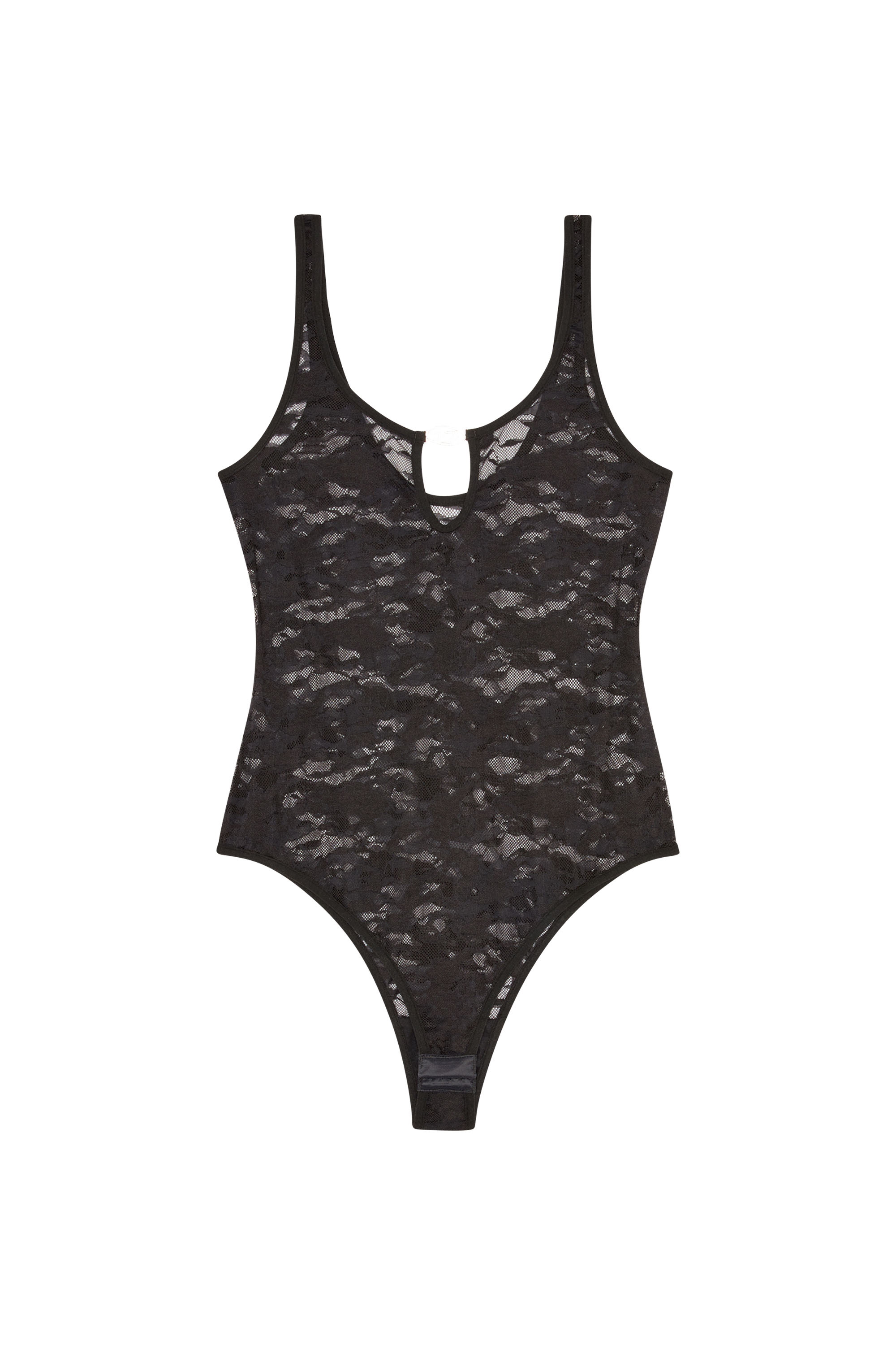 Diesel - UFBY-D-OVAL-LACE-BODYSUIT, Woman's Camo lace bodysuit with Oval D plaque in Black - 4