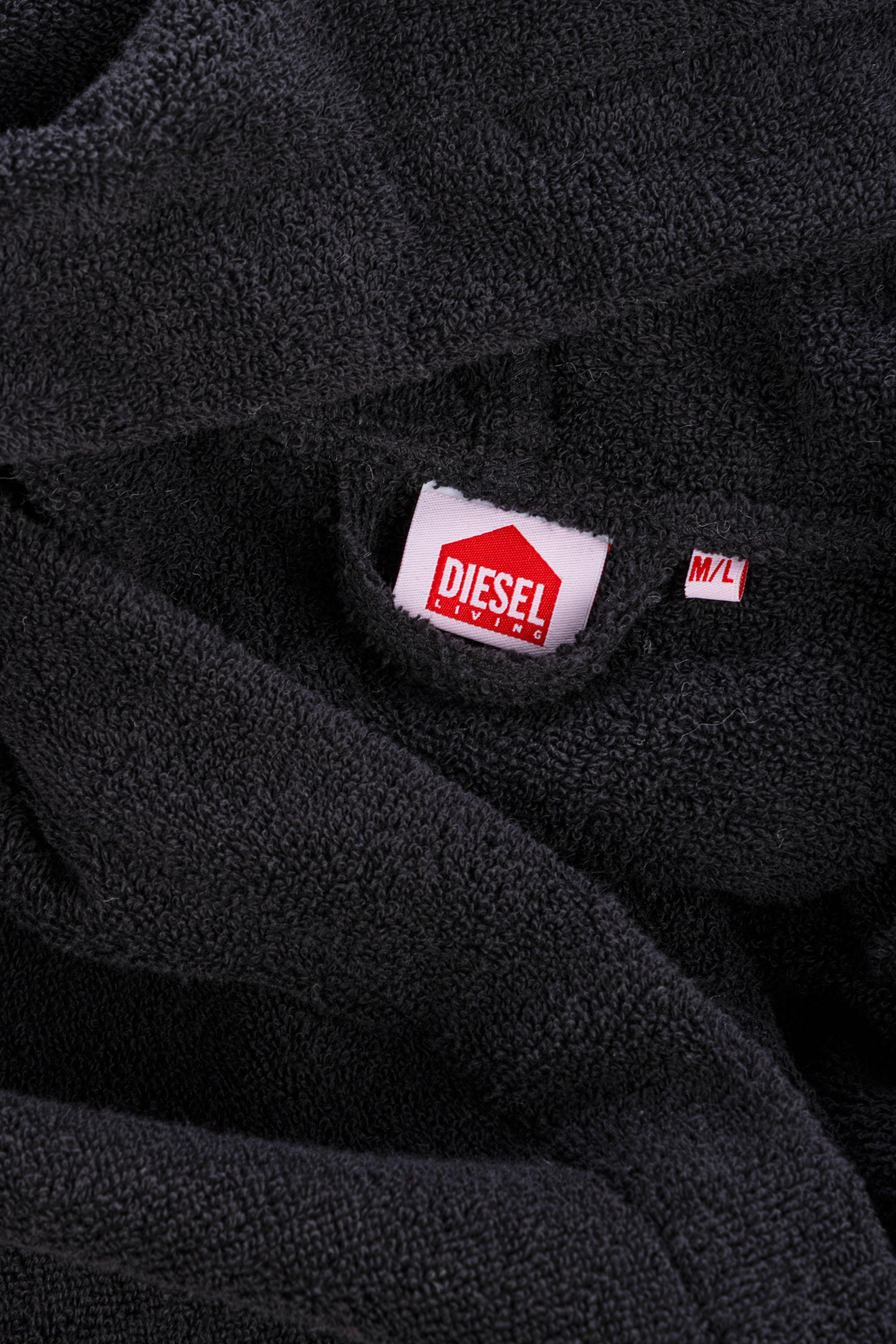 Diesel - 1015115 LOGO-COTTON BATHROBE SIZE M/L BL, Unisex's Logo-Cotton Terry Bathrobe, M/L size in Black - 3