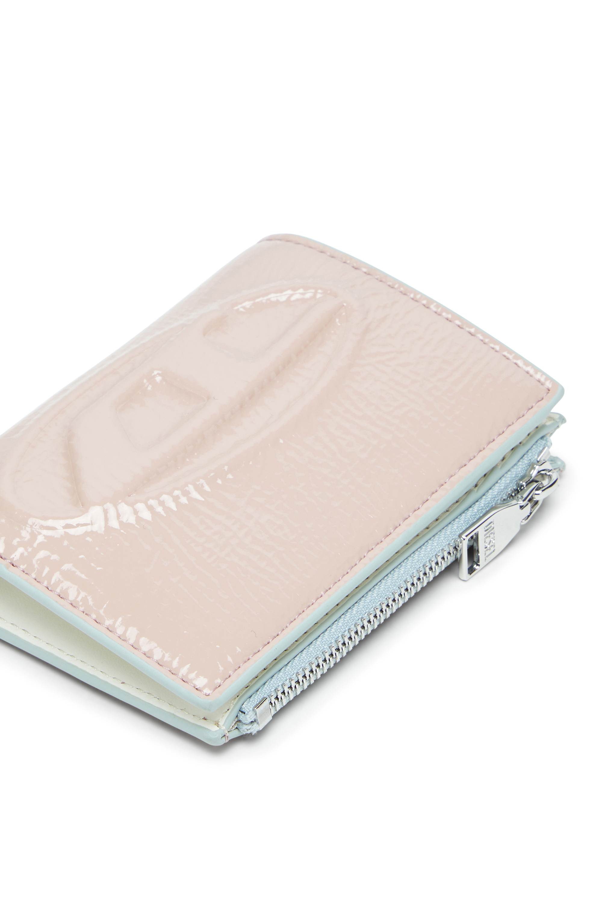 Diesel - 1DR BI-FOLD ZIP II, Woman's Small wallet with patent-effect finish in Pink - 4