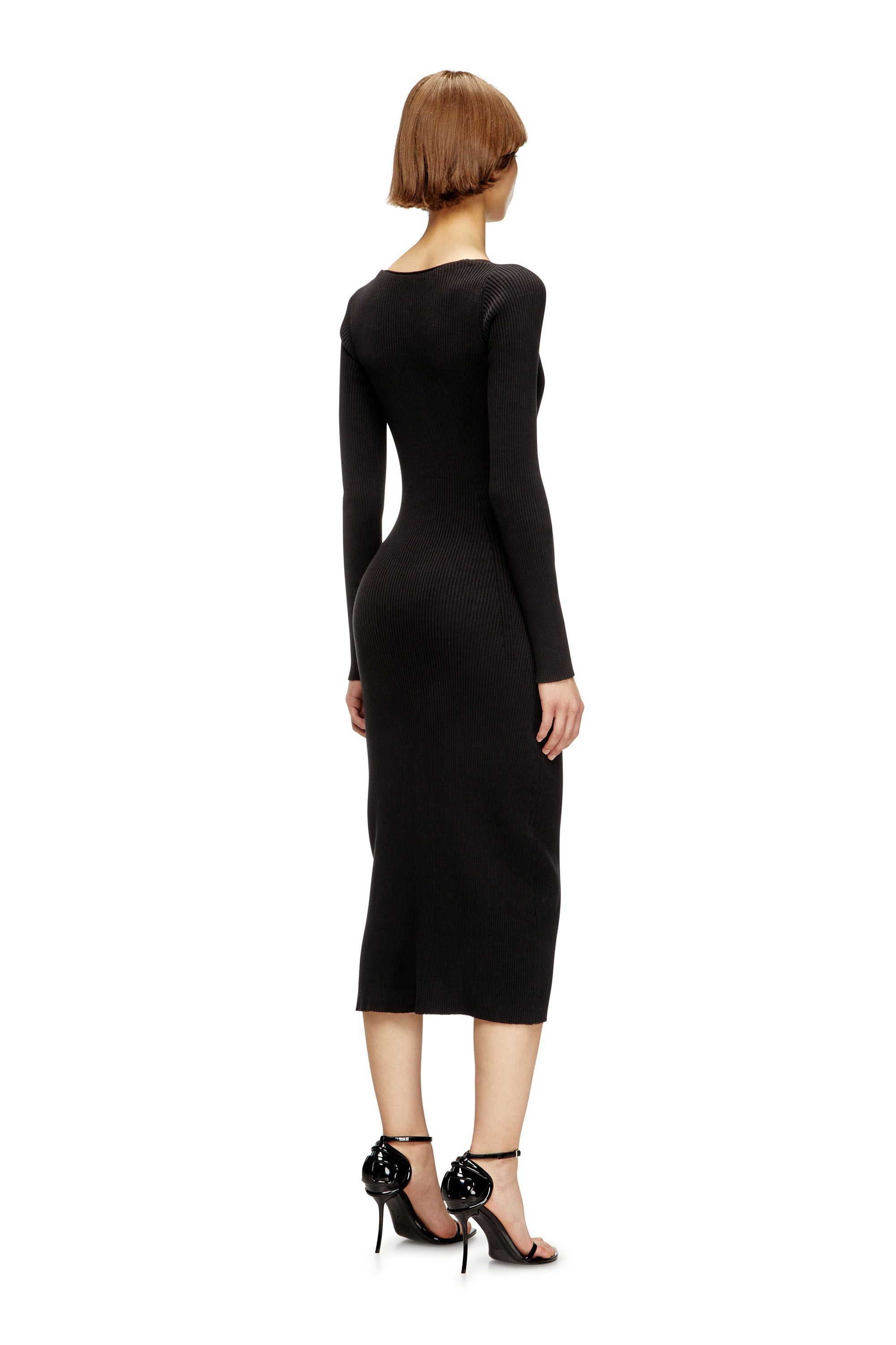 Diesel - M-MELTI-LS, Woman's Ribbed midi dress with cargo pockets in null - 4