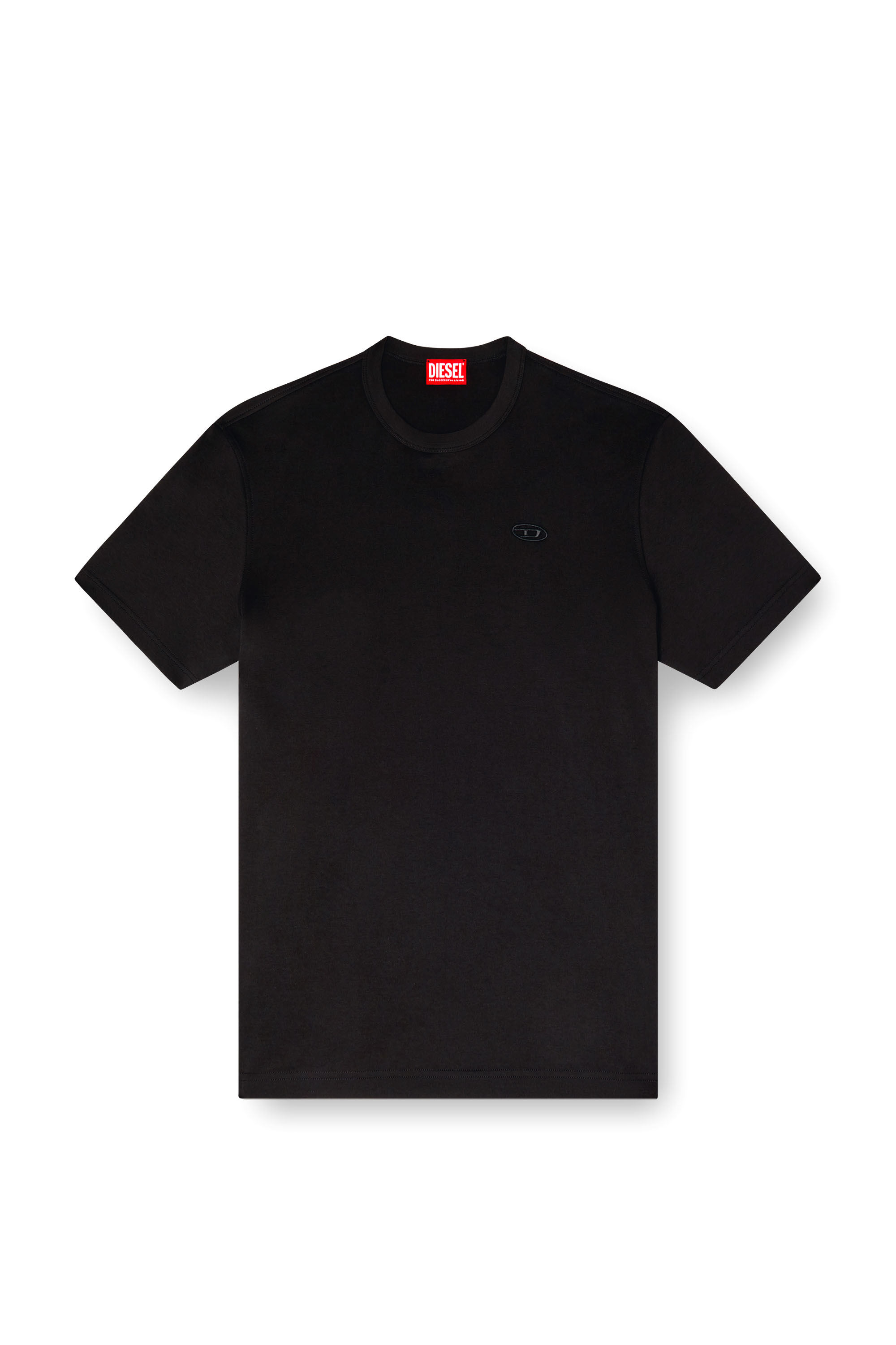 Diesel - T-ADJUST-SLITS-R17, Man's T-shirt with tonal logo embroidery in Black - 2