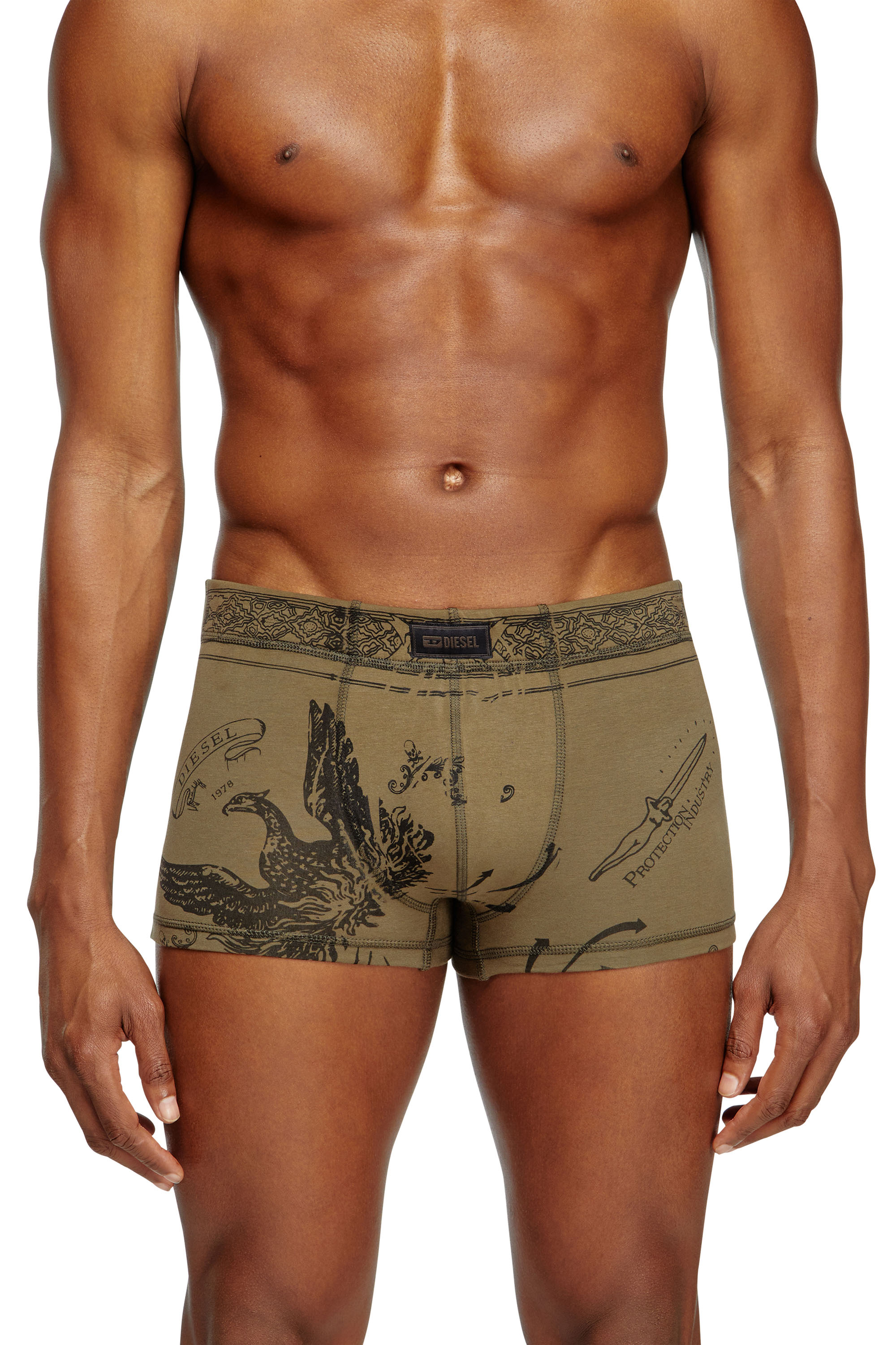 Diesel - DAMIEN-UTLT, Man's Boxer briefs with Phoenix print in Military Green - 1