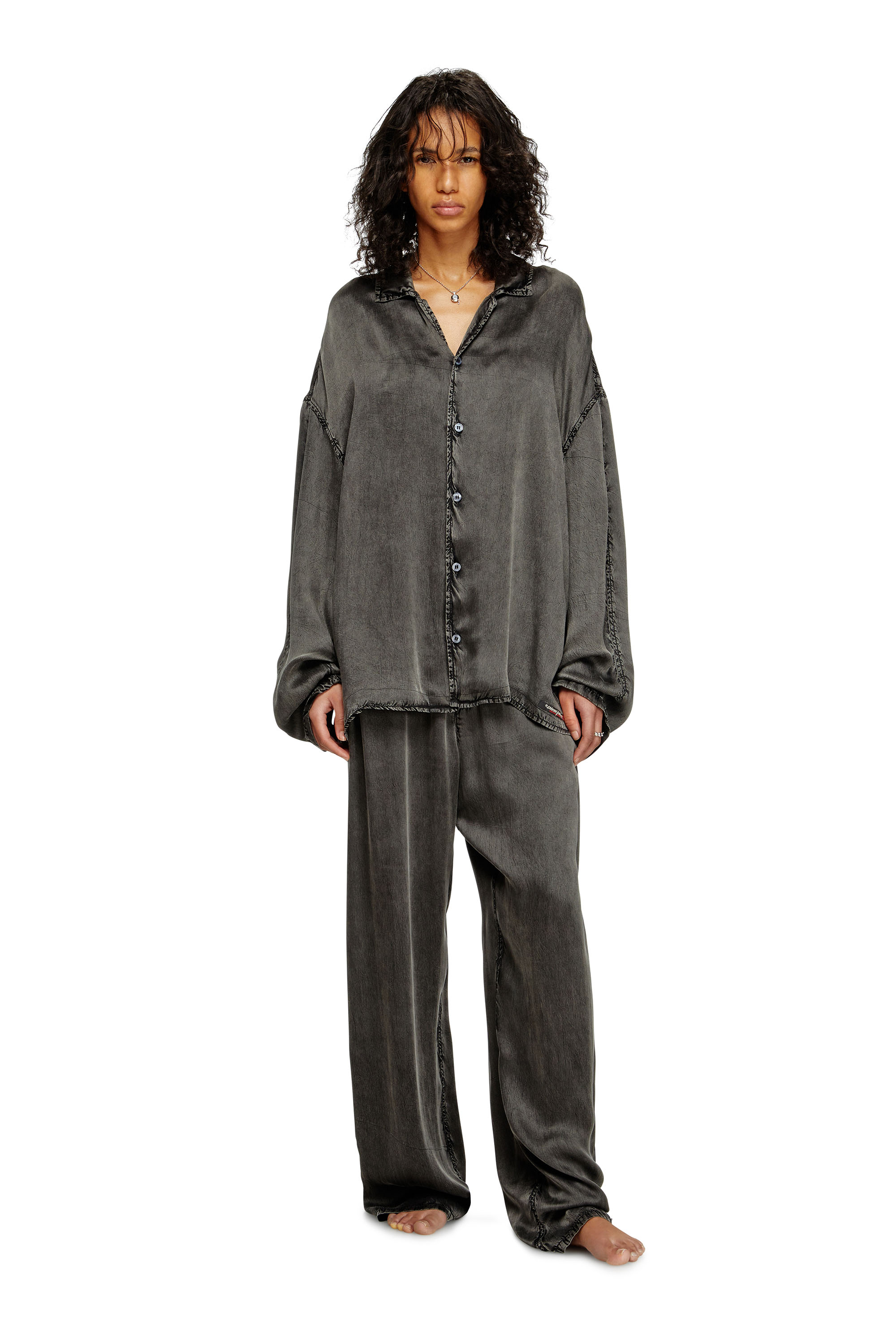 Diesel - SET-KEITH-DNM, Unisex's Fluid pyjamas with denim effect in Black - 2