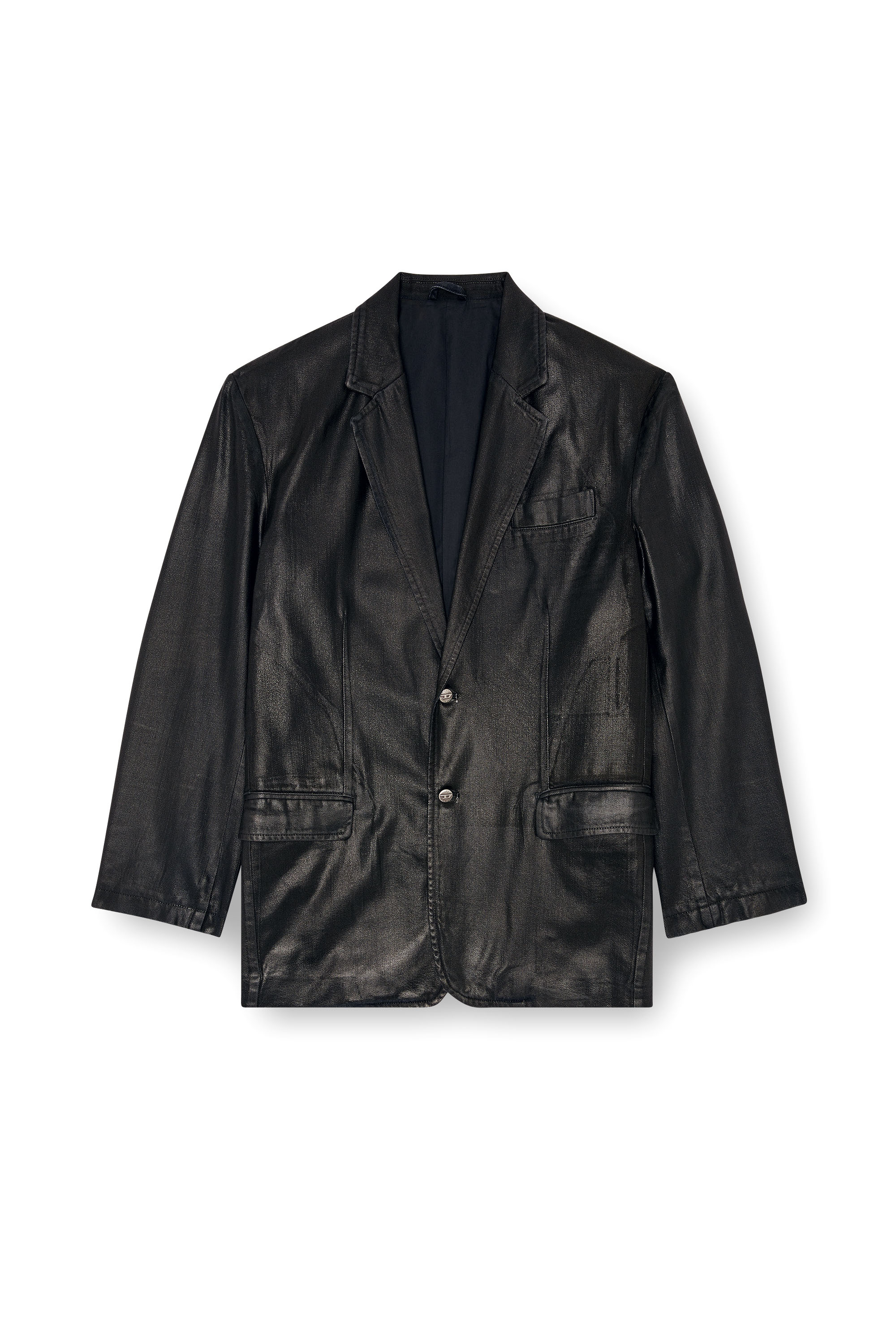 Diesel - D-BLA, Unisex's Blazer in coated tailoring denim in Black - 8