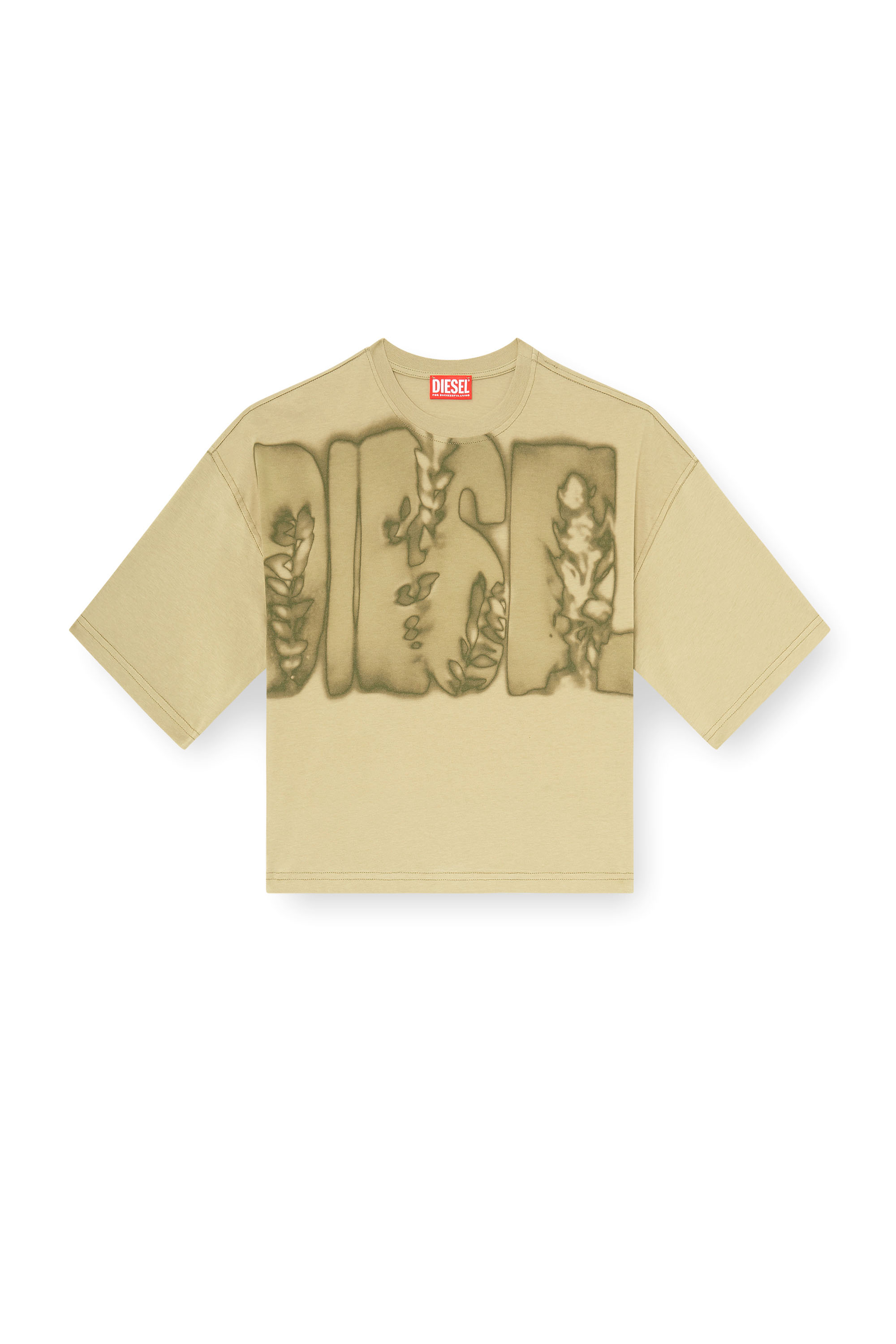 Diesel - T-CROPYN-AA1, Woman's Cropped T-shirt with digital print in Green - 3