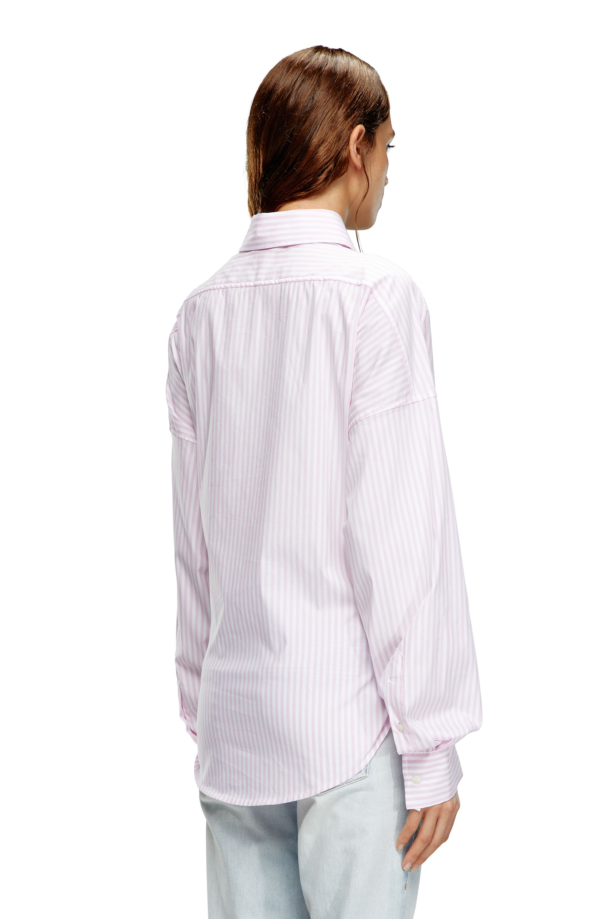 Diesel - C-SIZ-N2, Woman Striped wrap shirt with embossed logo in Pink - Image 4