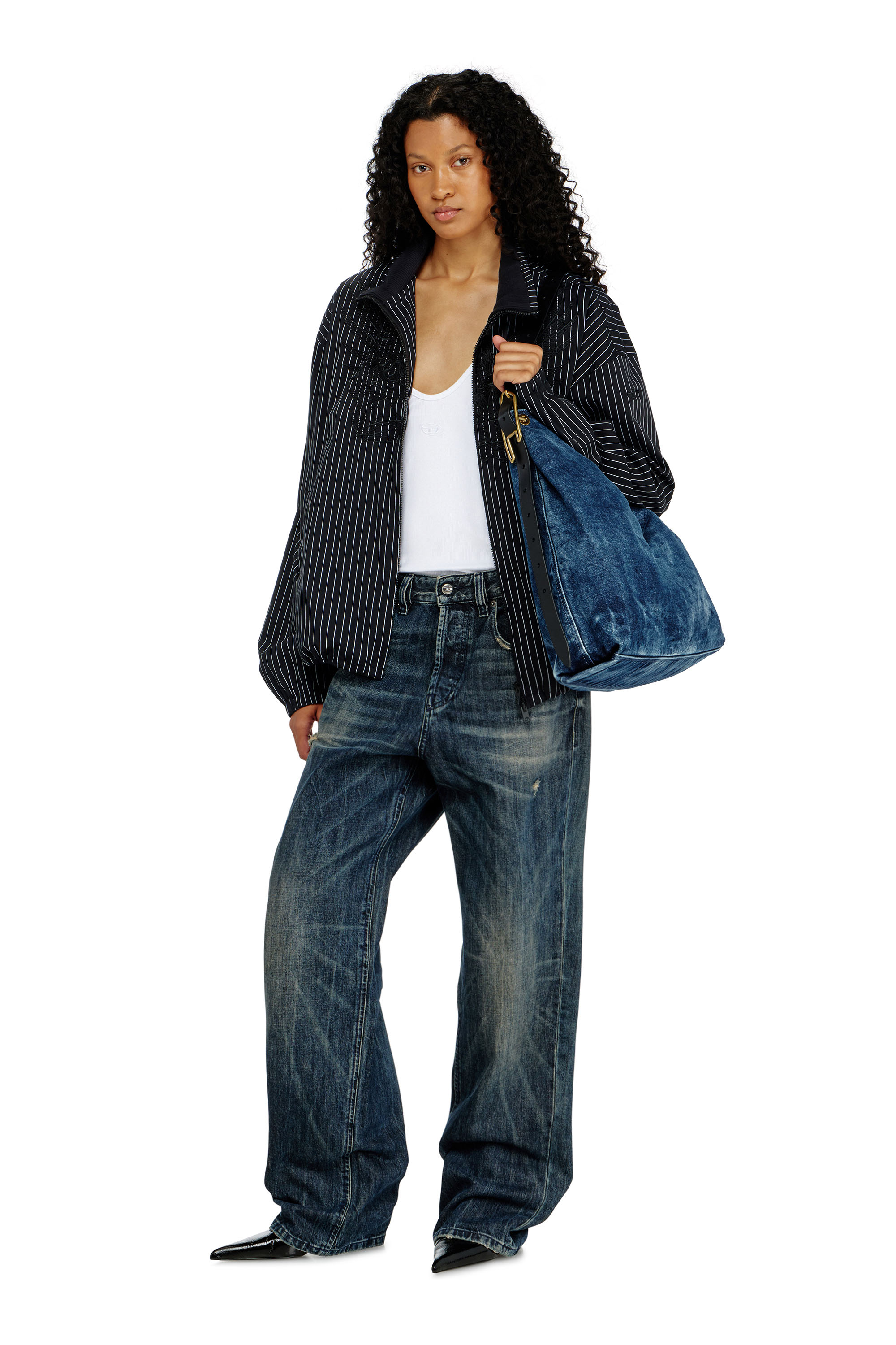 Diesel - D-LINE HOBO, Woman's D-Line-Denim hobo bag in Medium blue - 1