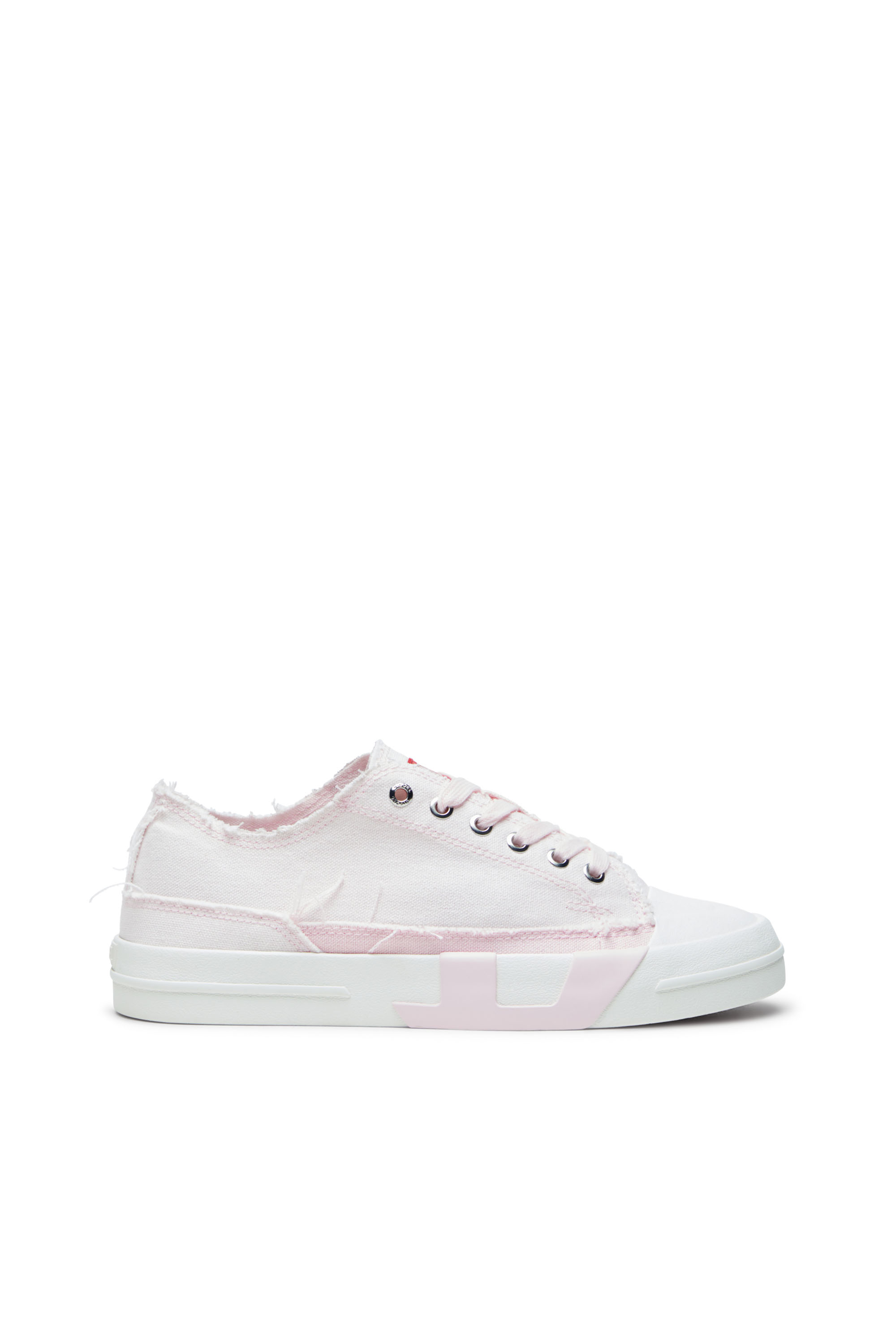 Diesel - S-D-VERSE LOW W, Woman's Sneakers in frayed canvas in Pink/White - 1