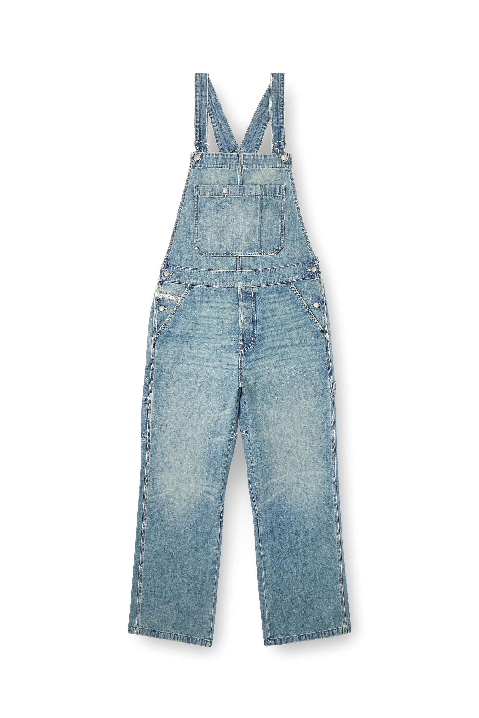 Diesel - D-FRAMU-U, Unisex's Utility-style denim dungarees in Light Blue - 2