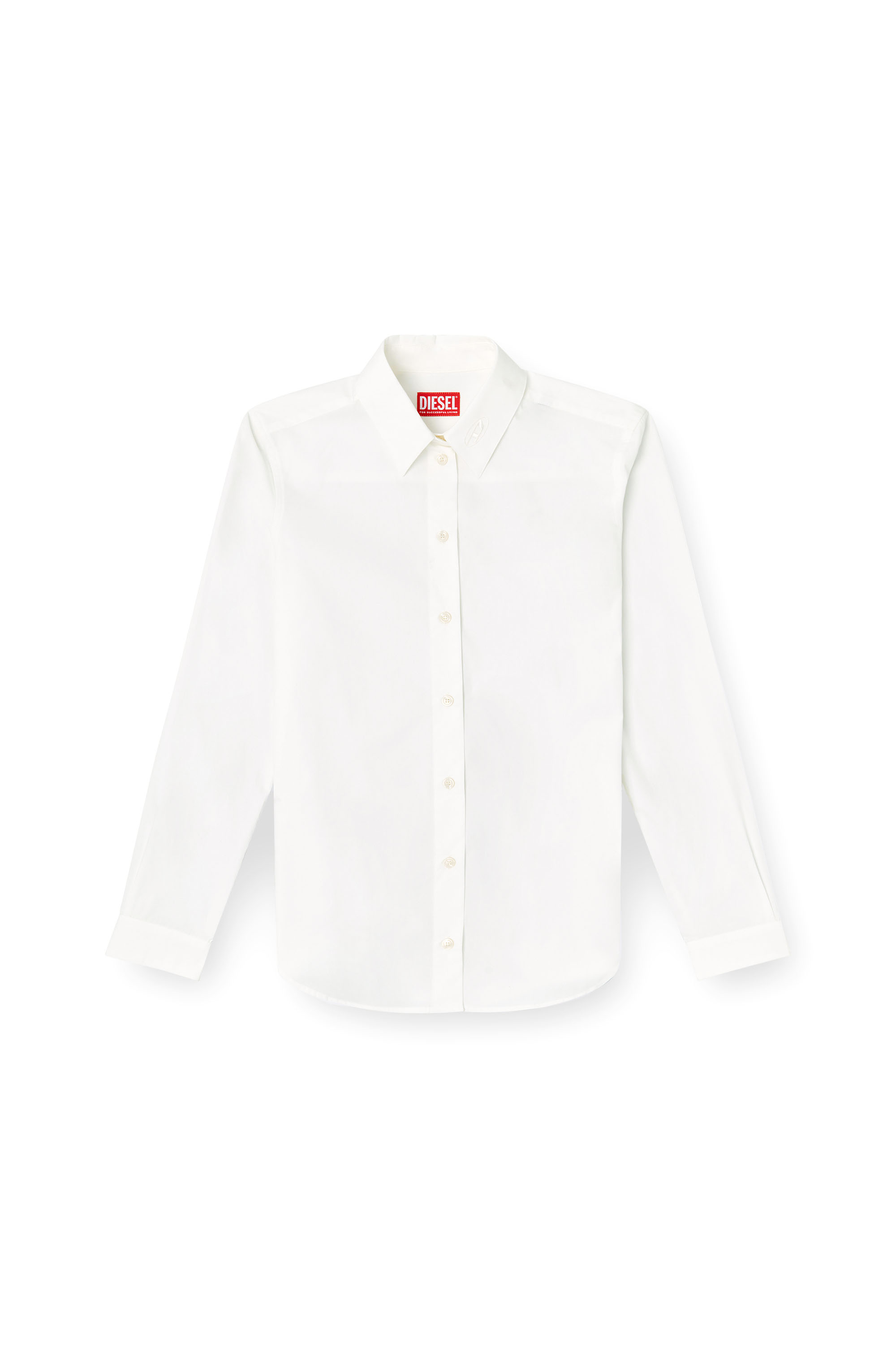 Diesel - C-RONOS, Woman's Poplin shirt with Oval D in White - 2