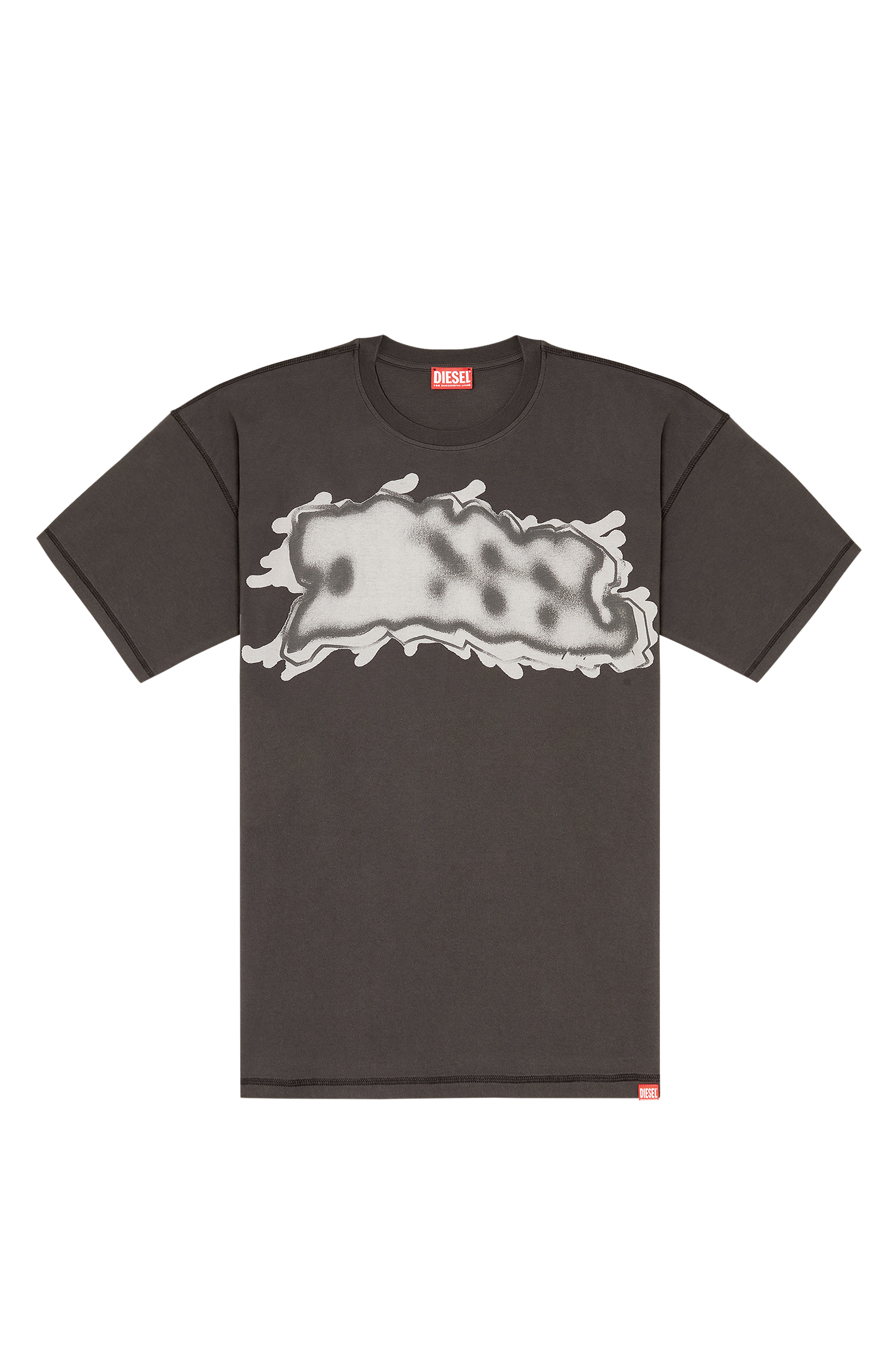 Diesel - T-LEONARD-IHBJ, Man's T-shirt with graffiti print in Dark grey - 2