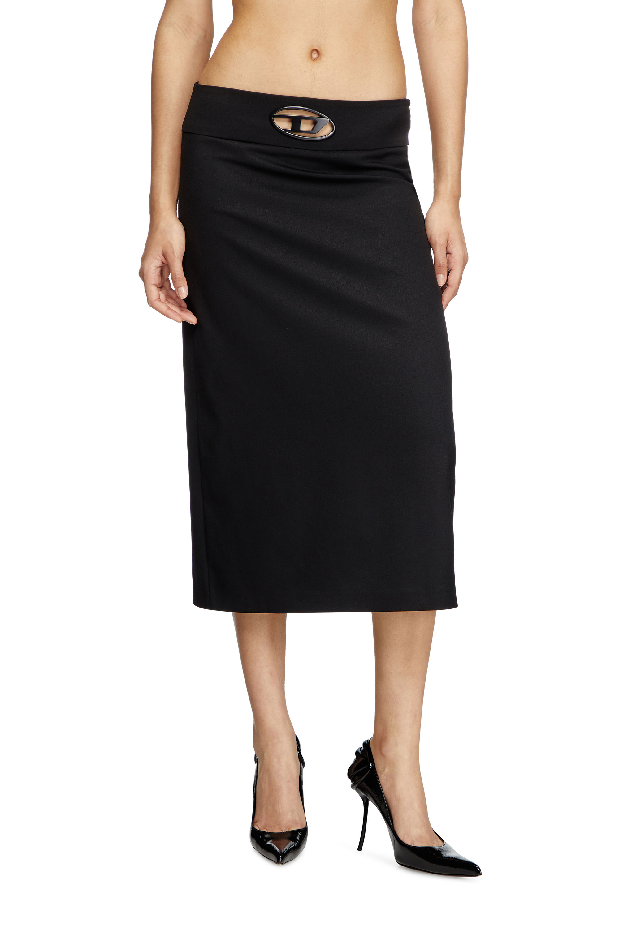 Diesel - O-SEUS, Woman's A-line midi skirt in Black - 2