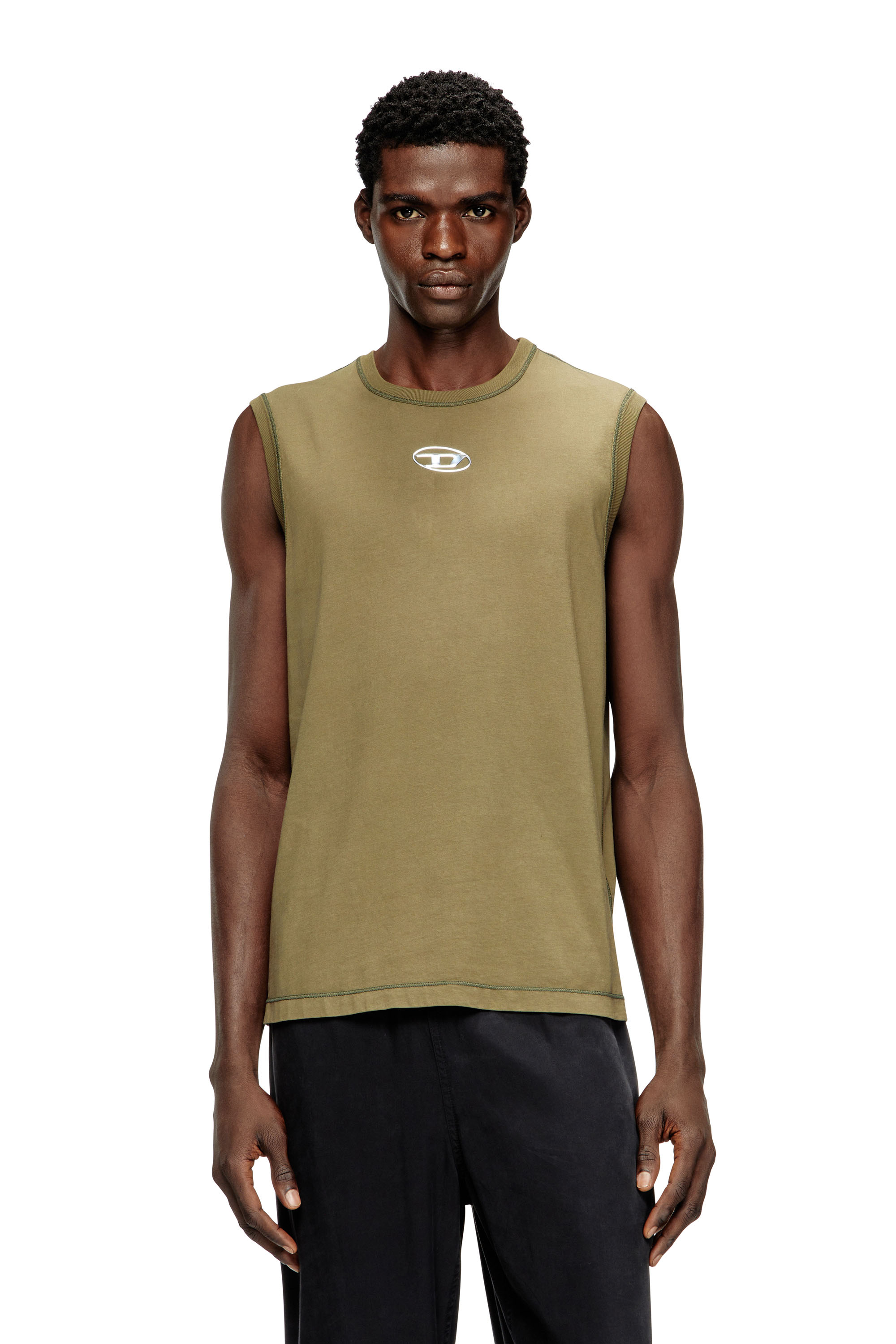 Diesel - T-BISCO-IOD, Man's Sleeveless cotton top with metallic Oval D in null - 3