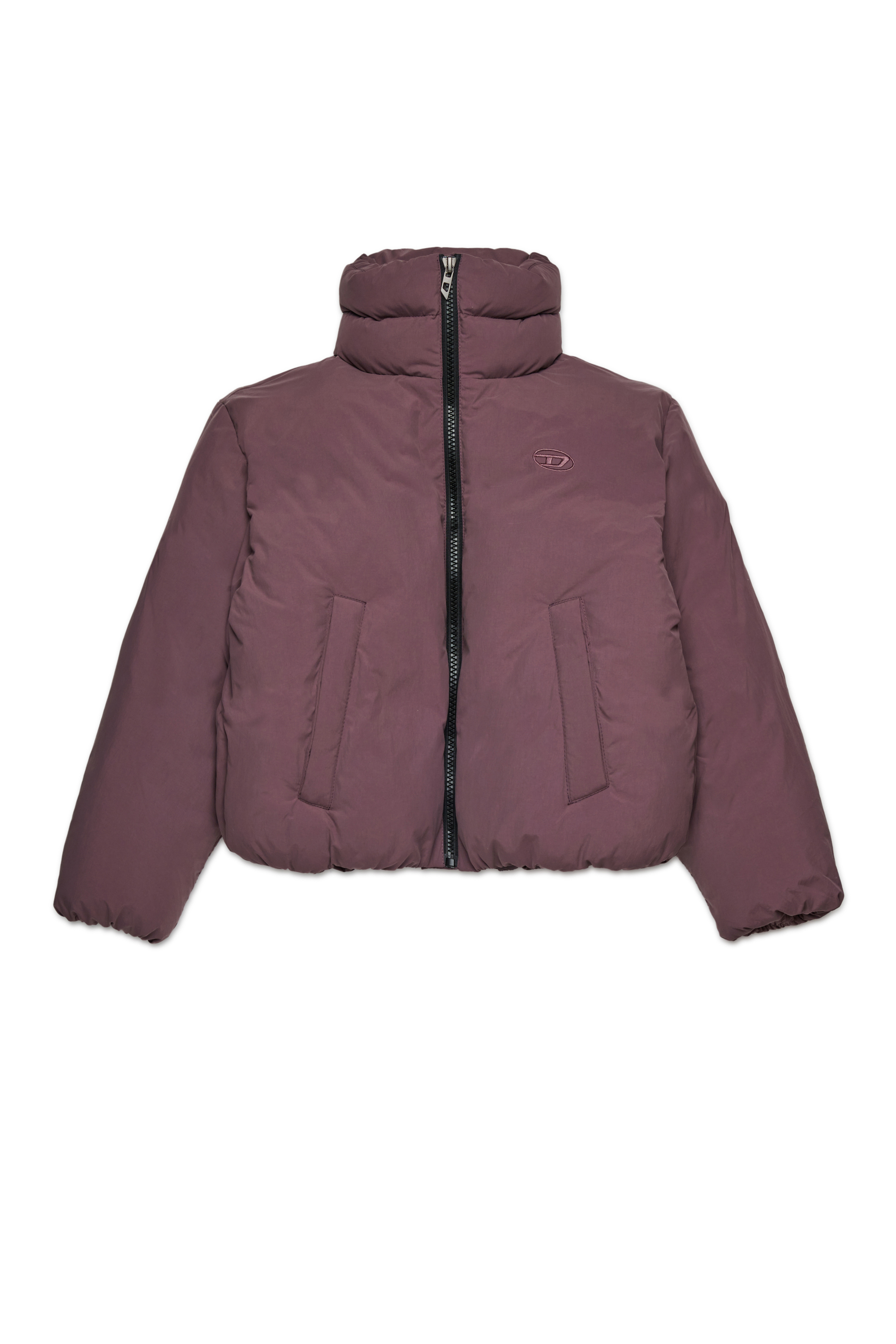 Diesel - JWRAVYS, Woman's Padded nylon jacket with zipper in Dark Violet - 1